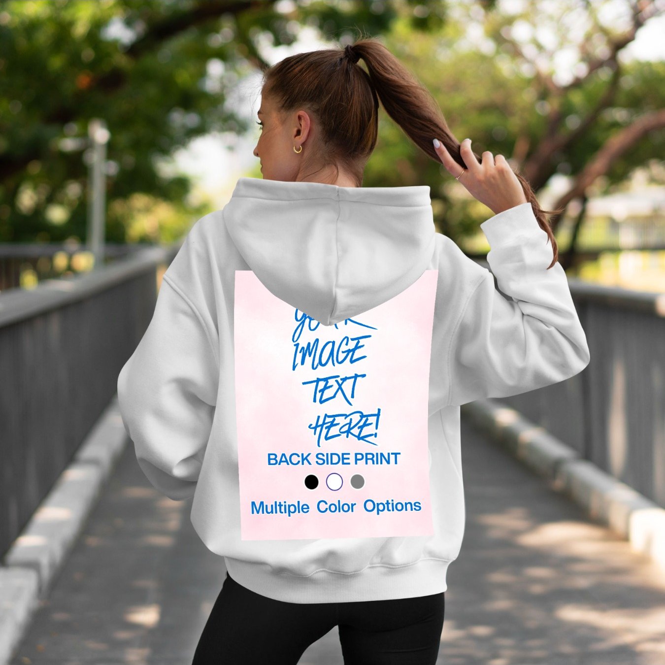 Custom Women's Hoodie Personalized Back Print Hooded Sweatshirt With Pocket - Add Your Image - Soft Comfortable Casual Long Sleeve Pullover Swear