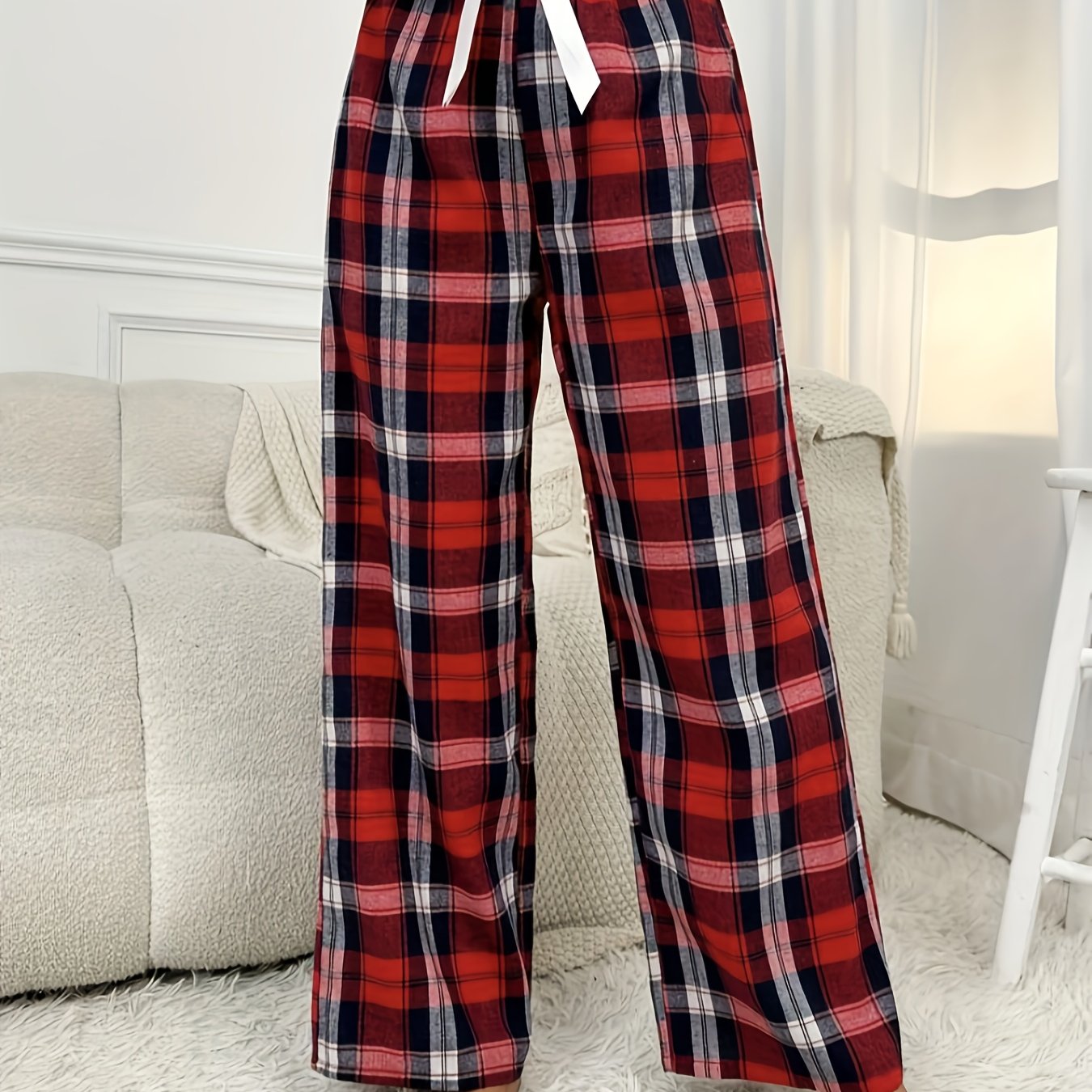 Red Sleep Pants Women' Pant With Bow Casual