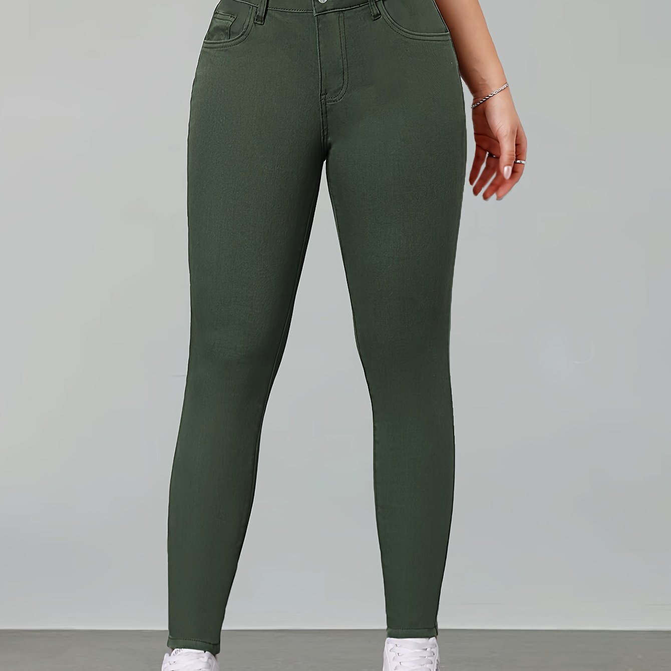 Army Green Fashion Stretch Slim Fit Skinny Pants Denim Jeans