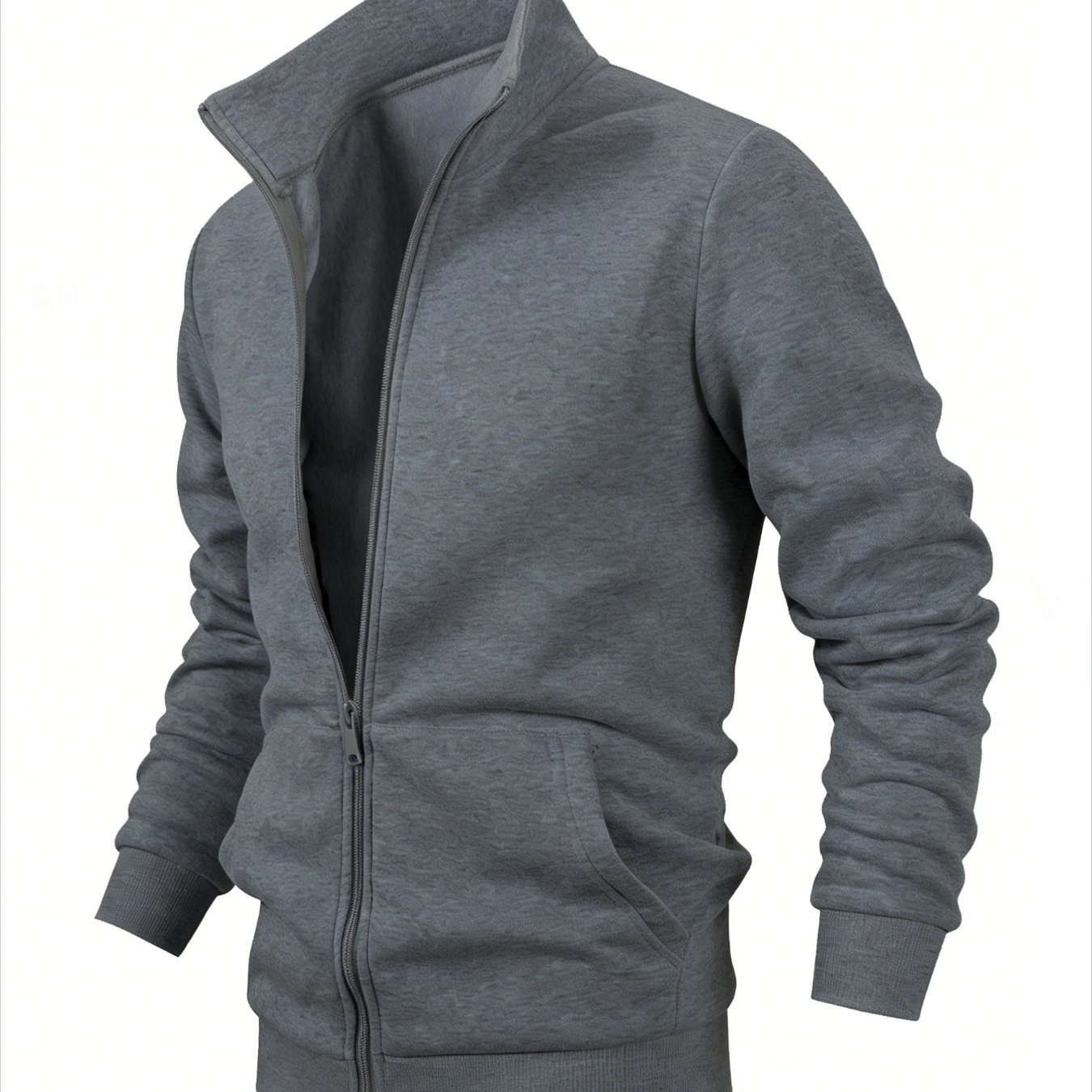 TEMU 1pc Autumn Winter Men's Casual Jacket Fashion Sports Coat Trendy Versatile Soft Comfortable Casual Top Sweatshirt Long Sleeve Warm Knit Collar