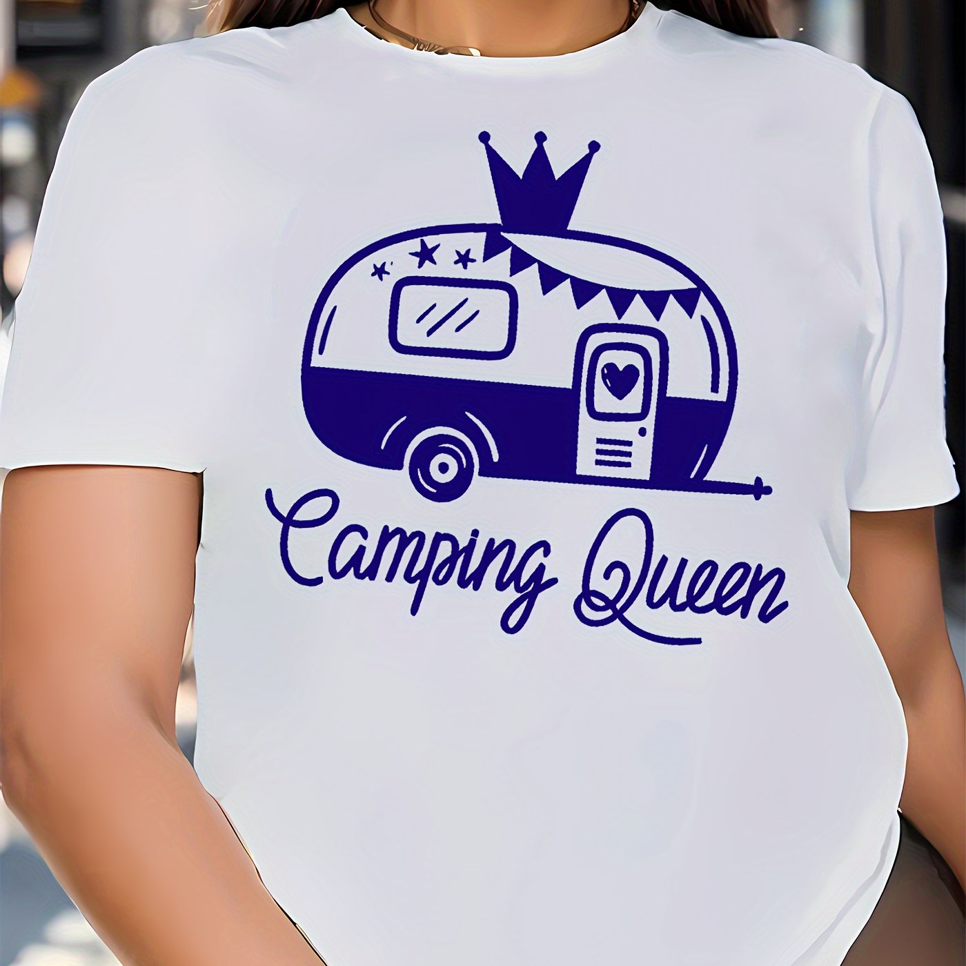 TEMU Women's T-shirt Featuring A Design, With Travel-themed Lettering For, Perfect For Summer Camping Vacations, Women's Top