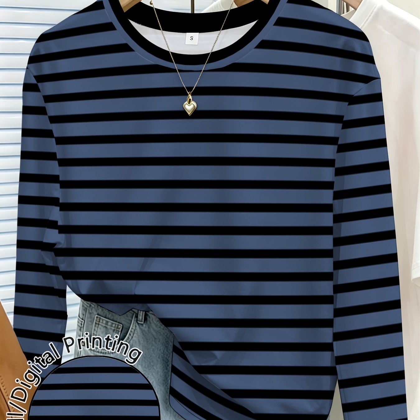 TEMU Women's Elegant Crew Neck Long Sleeve T-shirt, Soft Stylish, Comfortable & Versatile Top For Spring And Autumn