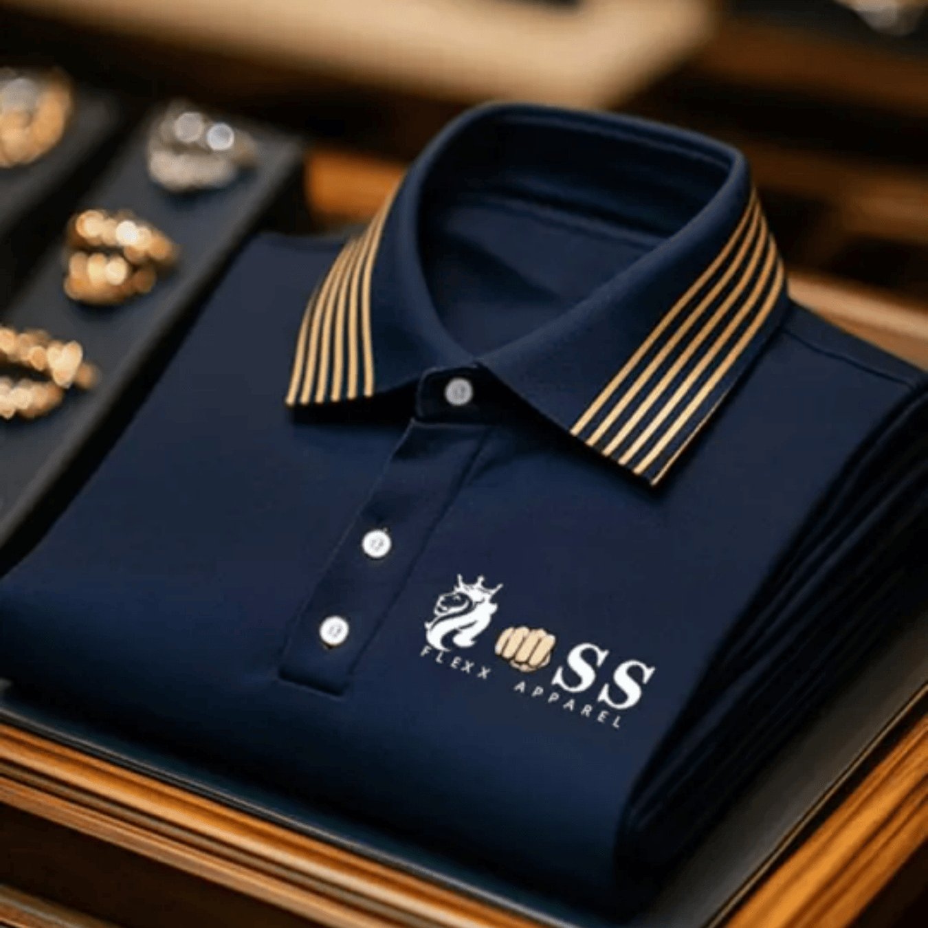 Image of Men's Business And Leisure Shirt White And Blue Color- Collar Lion Letter Printed Breathable And Comfortable Commuter Versatile Short Sleeve T-shirt