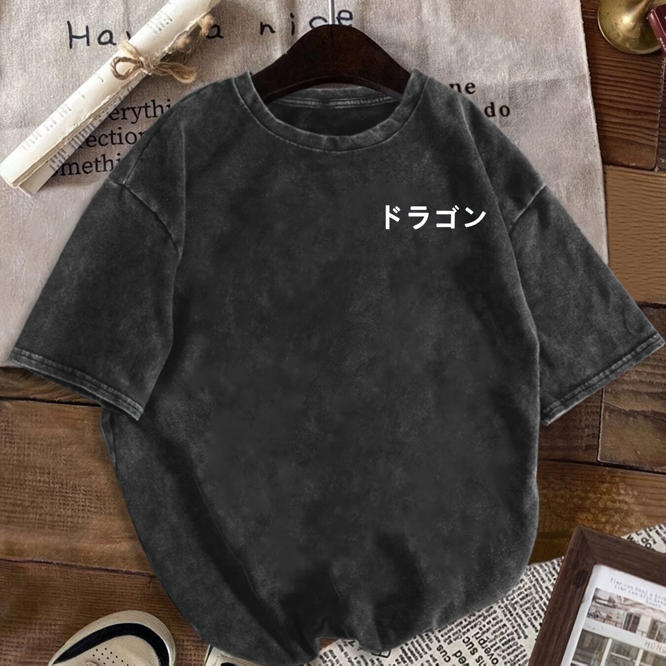 Men's Summer Creative Chinese Dragon Printed Round Neck Short Sleeve Casual Everyday Washed T-shirt