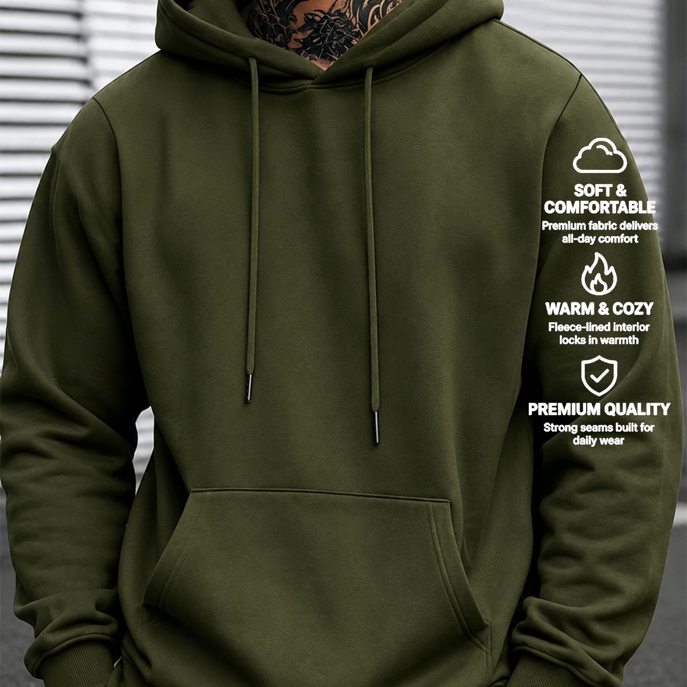 TEMU Men's Style Hooded Sweatshirt Solid Easy Style Hoodie Fall Winter