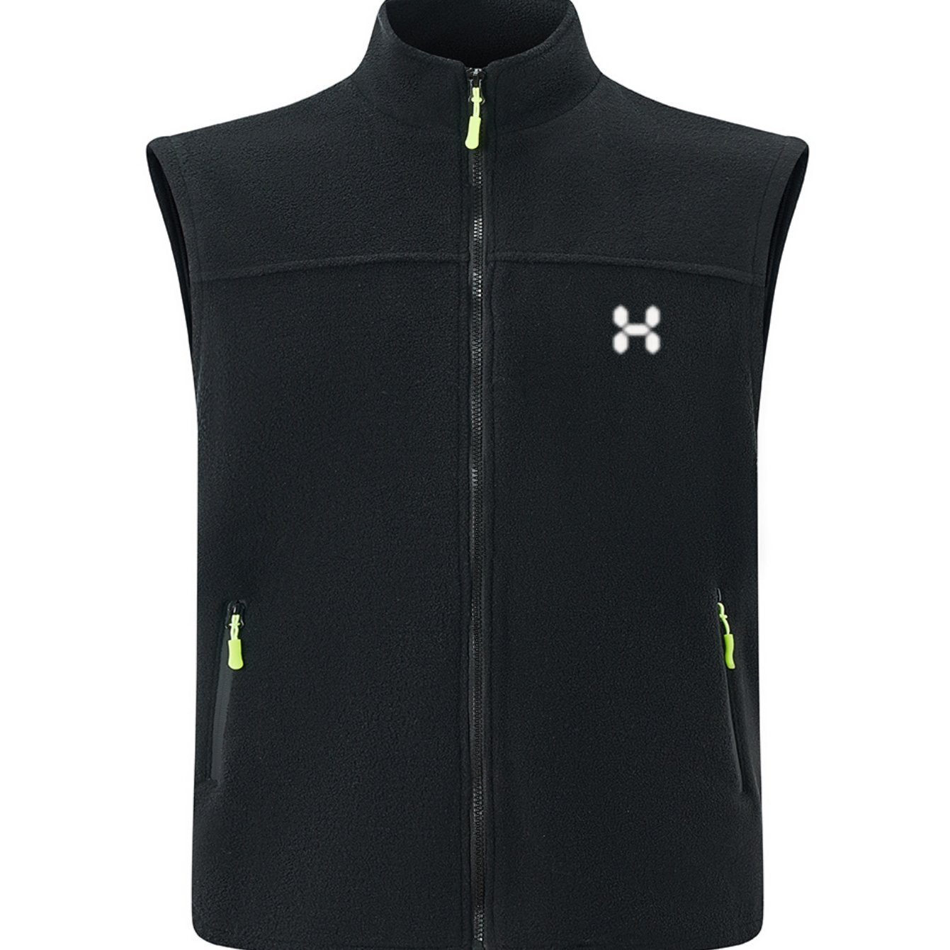 TEMU Men's Spring Autumn Stand-collar Fleece Vest Easy Athletic H-shaped Polka Dot Logo Print Fluorescent Zipper Pocket Hiking All-match Sleeveless
