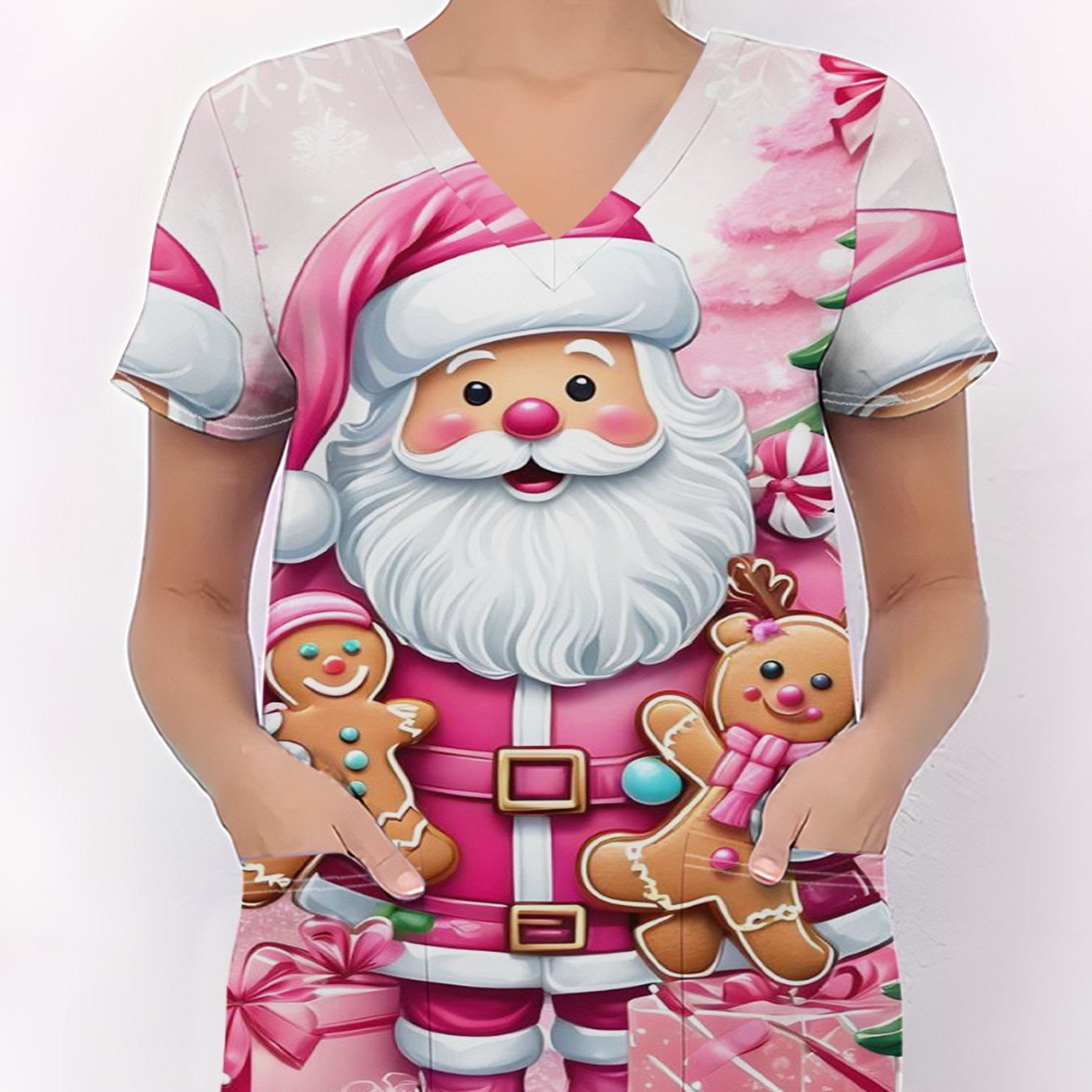 TEMU Christmas, Women's Uniform With Cute And Vivid Patterns, Holiday Gift, New 2025 Collection, Full Range For Daily Wear, Soft And Comfortable