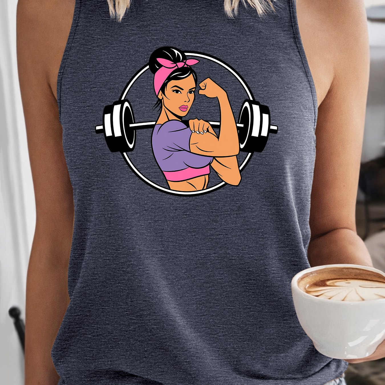 TEMU Women's Tank Top With Fitness Weightlifting Print | Strength And Motivation Style Sleeveless Top | 2026 Summer New Arrival Outdoor Clothing |