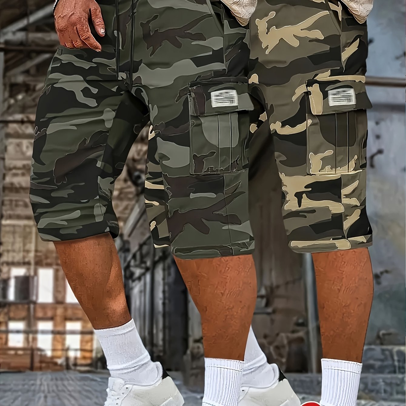 Image of 2pcs Set, Men's And Women's Summer Camouflage Cool Shorts, Comfortable Fabric, Suitable For Daily Life, Work, Travel, Running And Casual Wear, Suitable As A Daily Gift