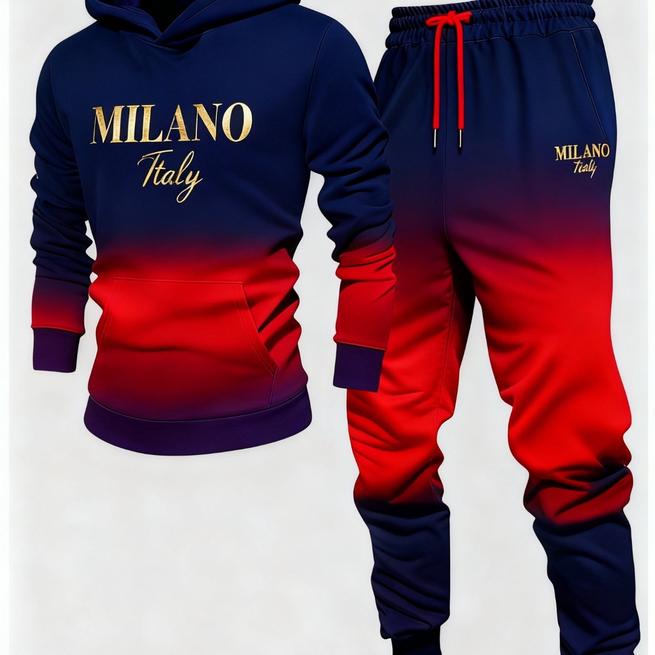 TEMU 2pcs Men's Gradual Change Hooded Tracksuit - Winter Gradual Change /purple//black/ Tracksuit, Soft Jogging Suit With Hood And Pockets, Fitness