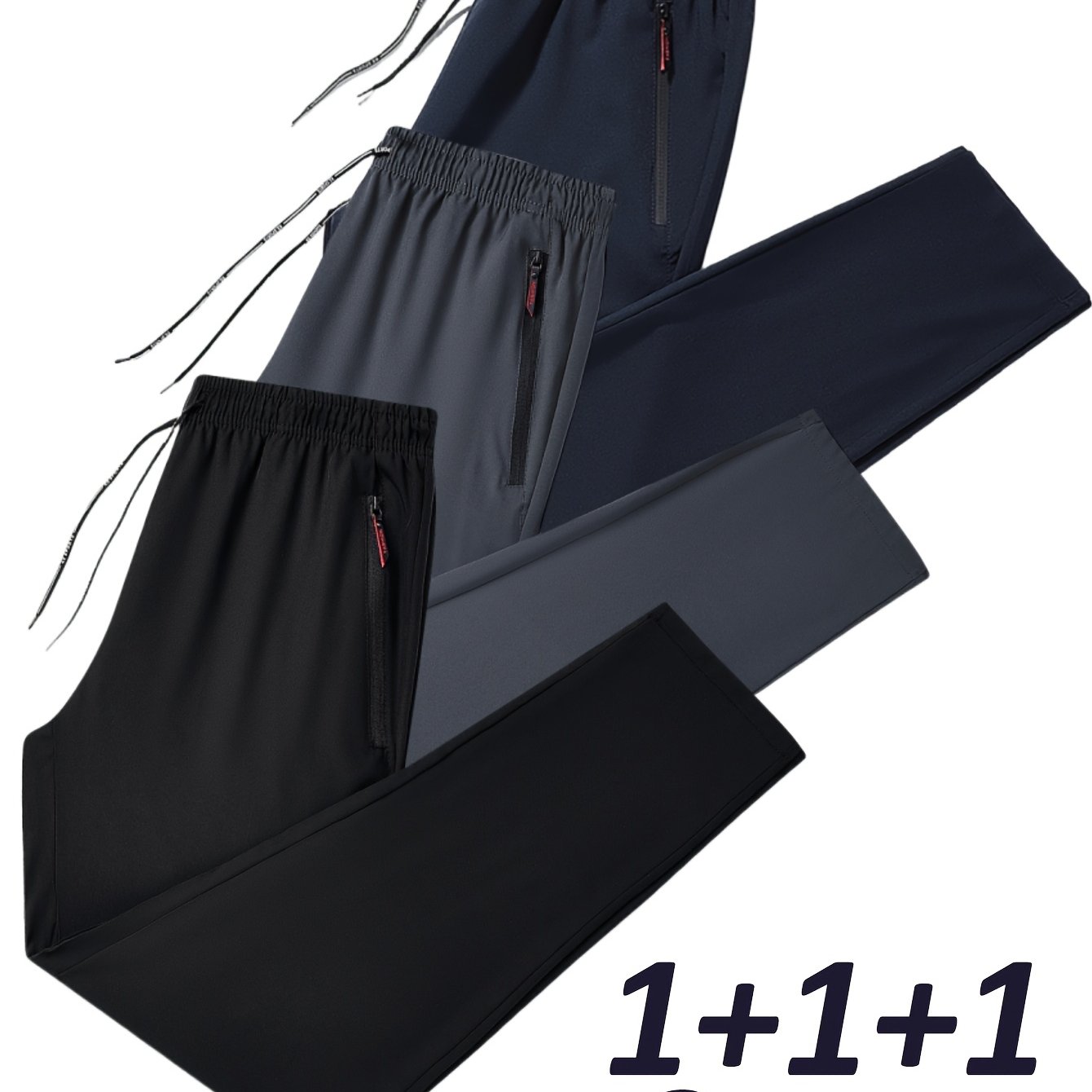 TEMU 3pcs Men's Casual Long Pants Fashionable Trendy Versatile Men's Trousers Outdoor Sports Fitness Breathable Outerwear Men's Pants