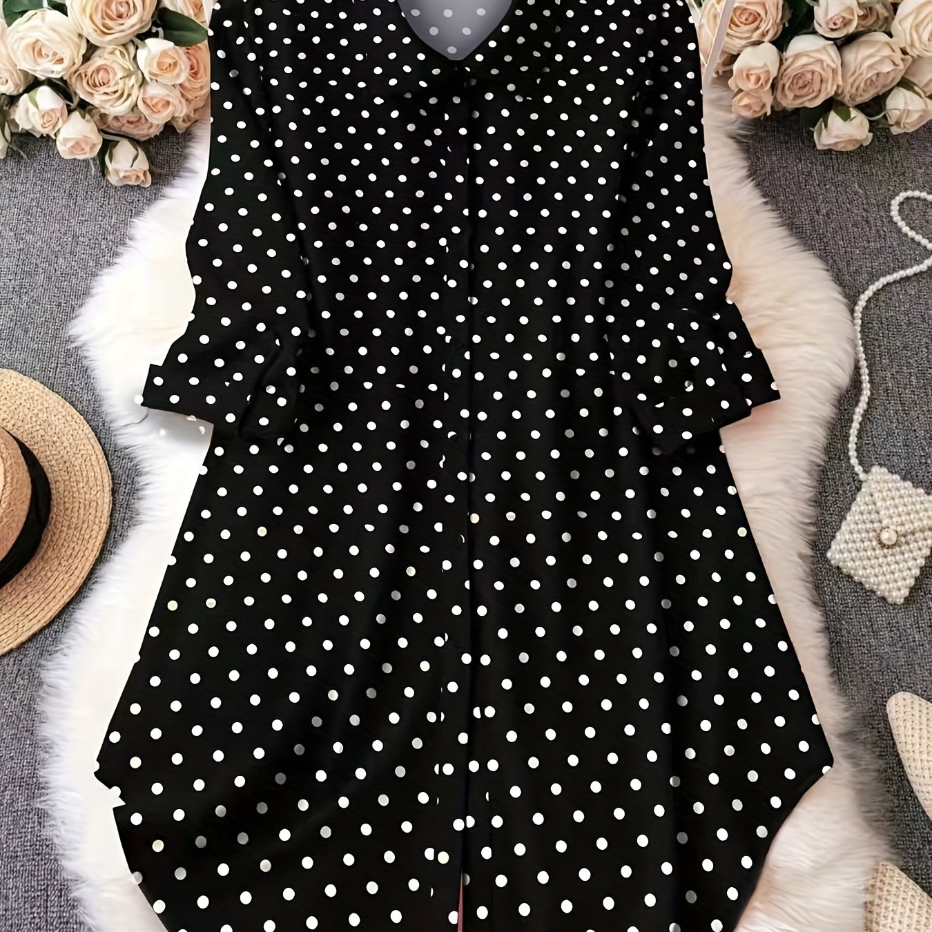 Plus Size - Plus Size - Cross-border Plus Size Polka Dot Printed Blouse