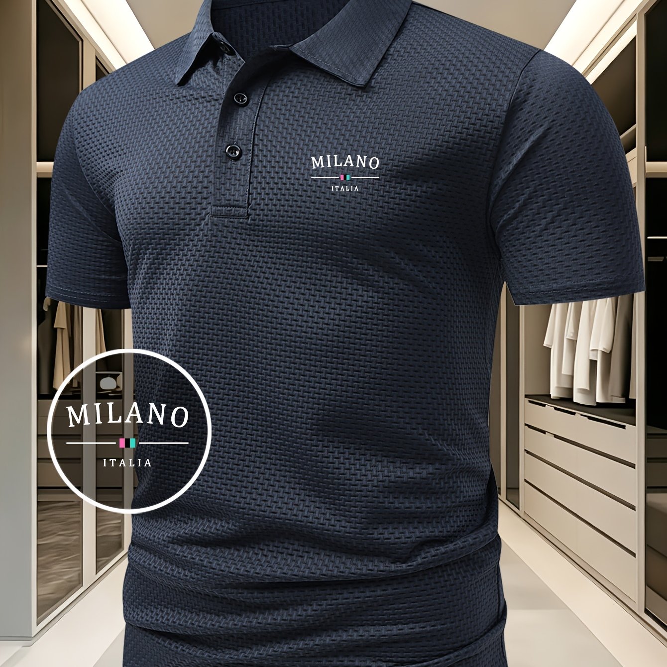 E-shop Herren-Shirt im nahöstlichen Color-Block-Stil, cool bequem mit Revers, sportliches, lässiges Sommer-Kurzarmshirt, Herren-Freizeitshirt in