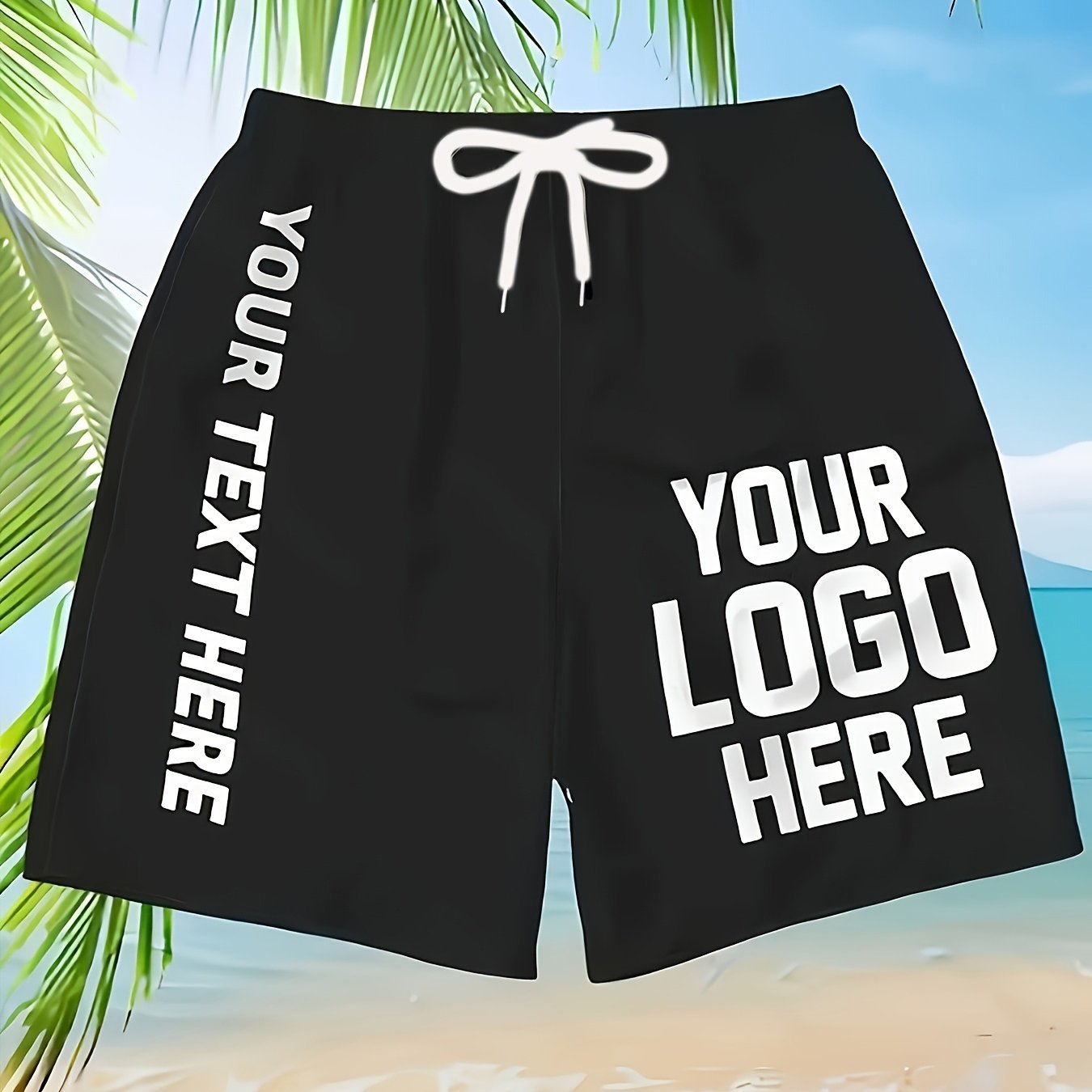 TEMU Custom New Arrival - Men's Hawaiian Geometric Swim Trunks - Regular Fit, Customizable With Personal Patterns/photos/logos, Machine Washable,