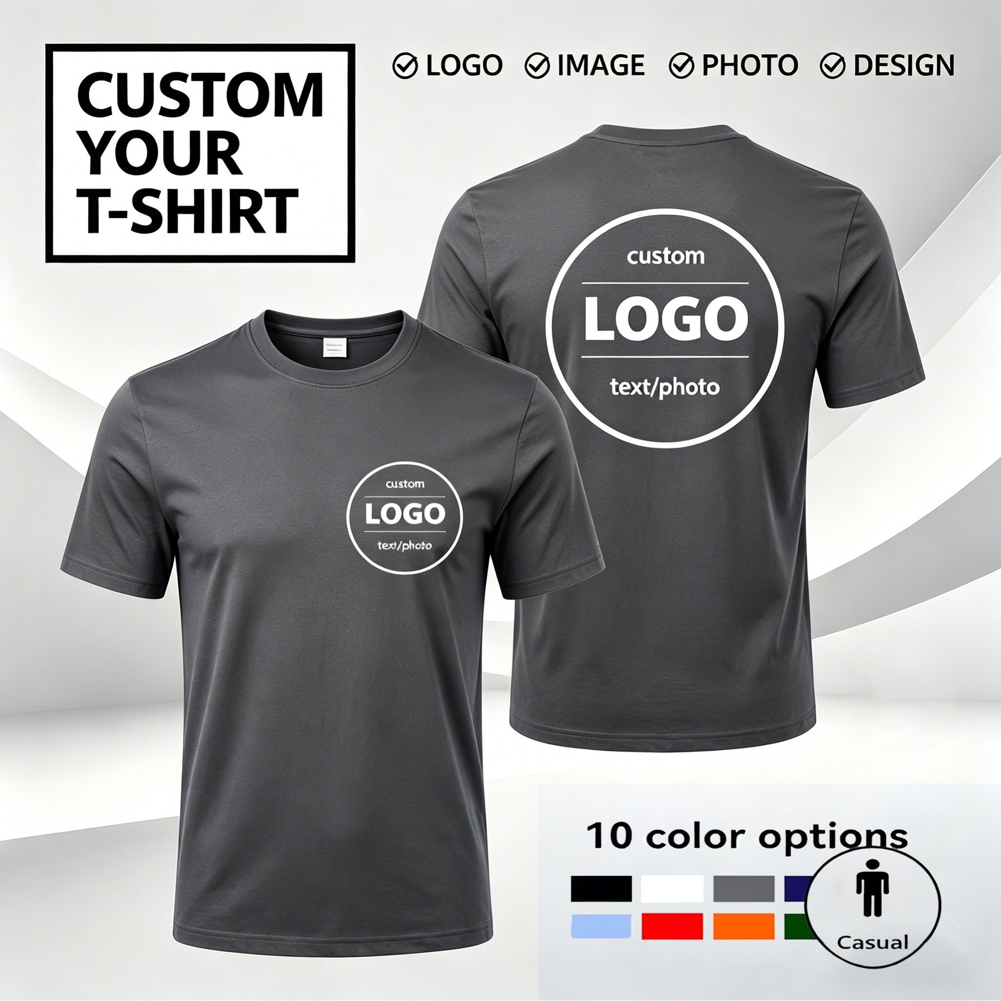 TEMU Customizable Men's T-shirts & Sweatshirts â Personalized Design, Text, Logo | Relaxed Fit, Machine Washable, Multiple Colors , Personalized