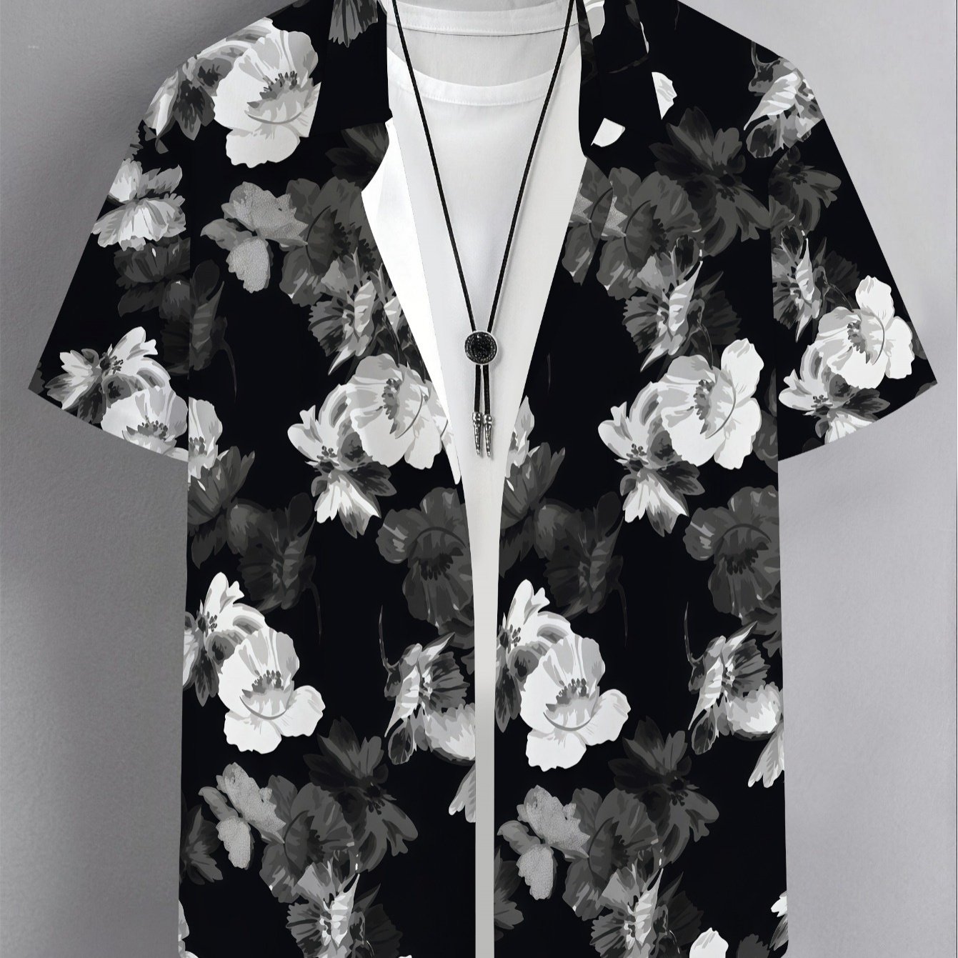 Men's Casual Geometric Pattern Printed Short-sleeved Shirt, Lapel Casual Beach Top, Suitable For Wearing During…: retailer-supplied image