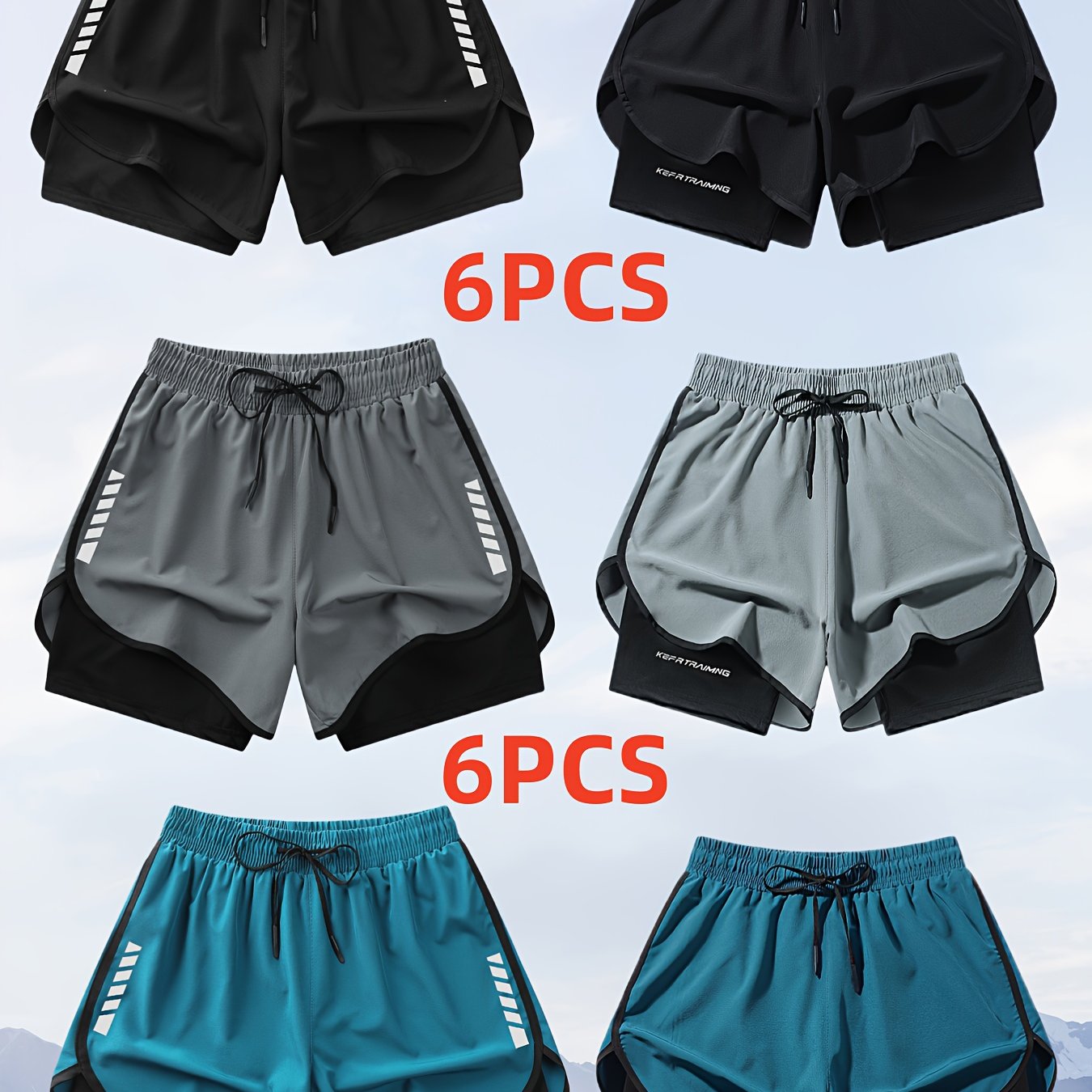 TEMU 6 piezas de Pantalones Cortos Deportivos para , Forro de Entrenamiento de Running de Secado Rápido 3/4, Pantalones de Baloncesto de Llegar a la