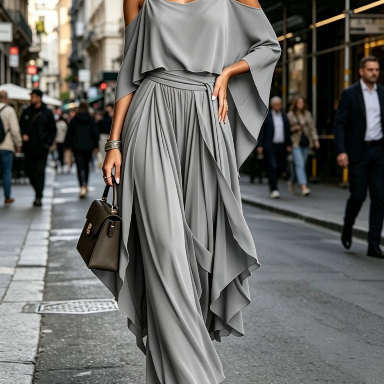 Image of Women'-piece Set, Off-shoulder Suspender Waist Slim Top And Pants, Elegant Mature Style Casual Suit, Suitable For Social Occasions