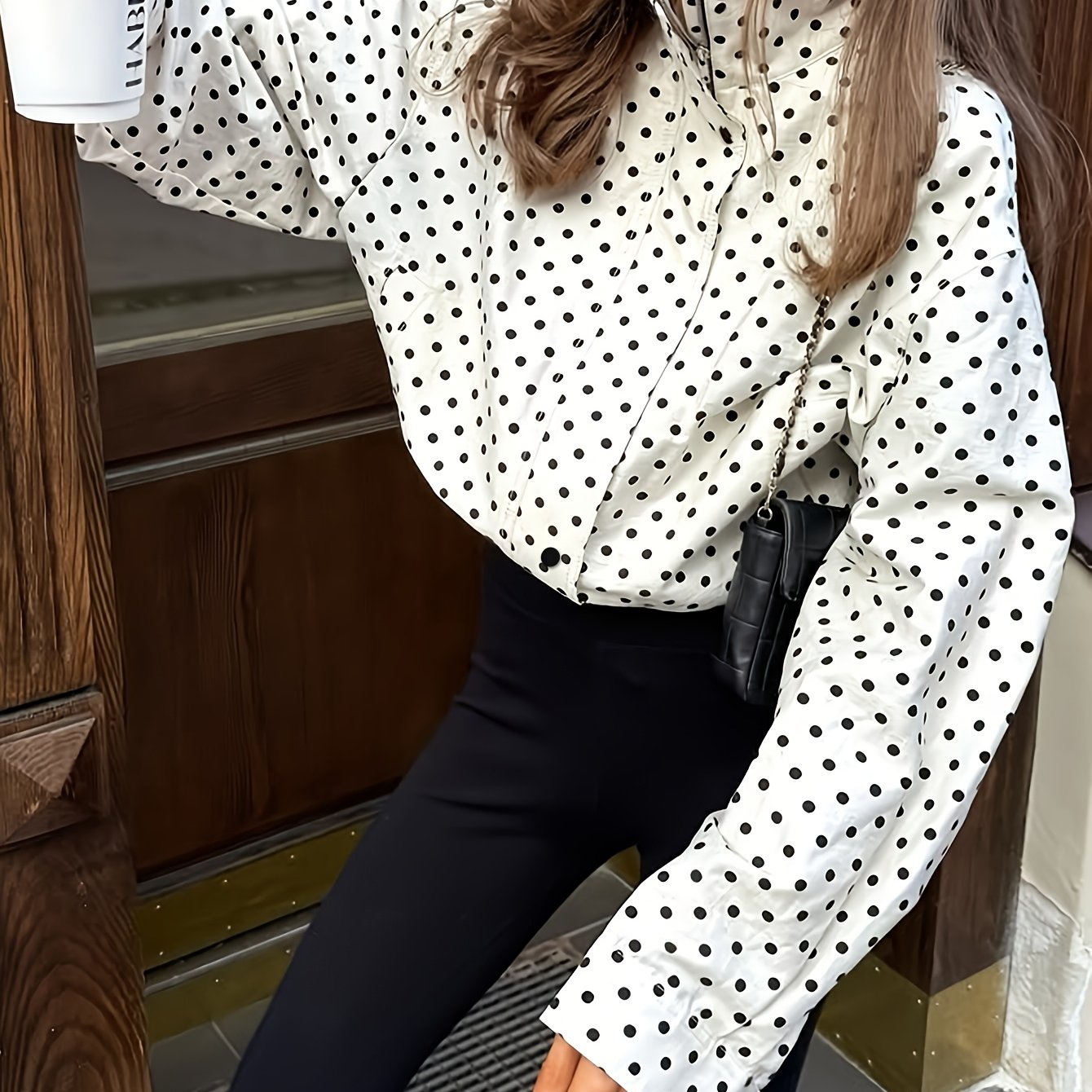 E-shop SQ25102624 Stehkragenjacke mit Tupfenmuster