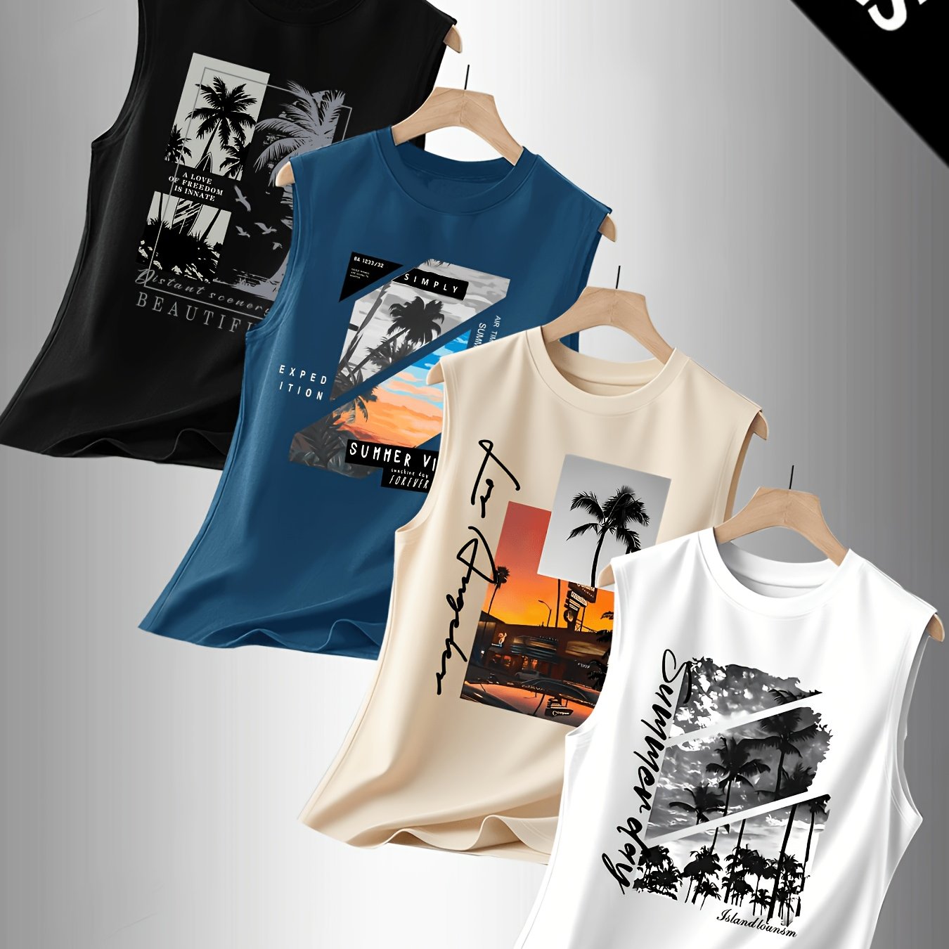 TEMU Men's Casual Sport Tank Top 4pcs Set