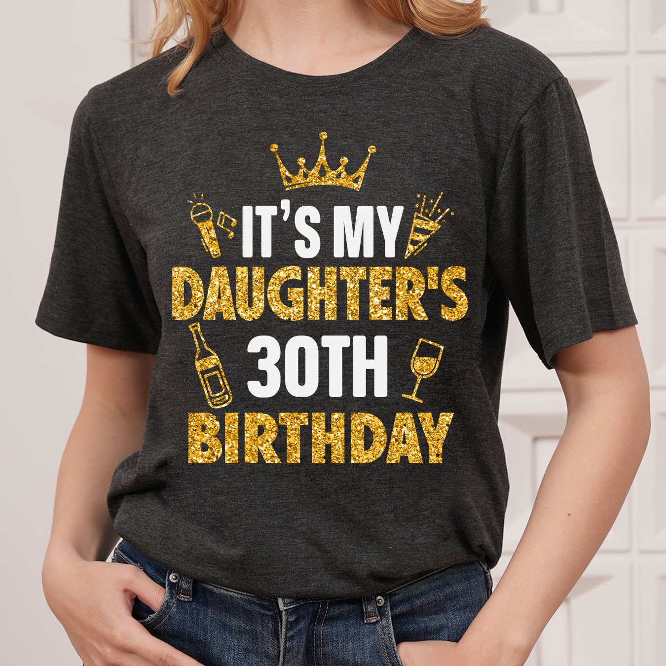 TEMU A For A 30th Birthday Celebration, Daughter, My Daughter Turns 30 In 1995. Print T-shirt, Short-sleeved Crew Neck Casual Top For Summer And