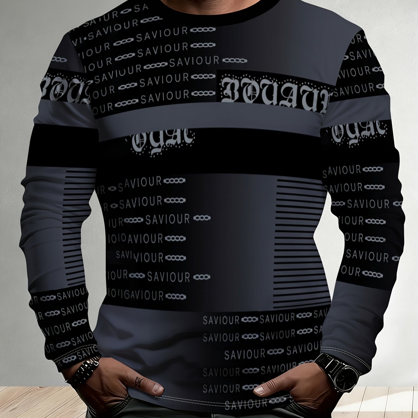 TEMU Print Design - Not Textured//sequins/flat Print T-shirt, No Additions/white Sheer -autumn Fashion Casual Long Sleeve Round Neck Sweatshirt,