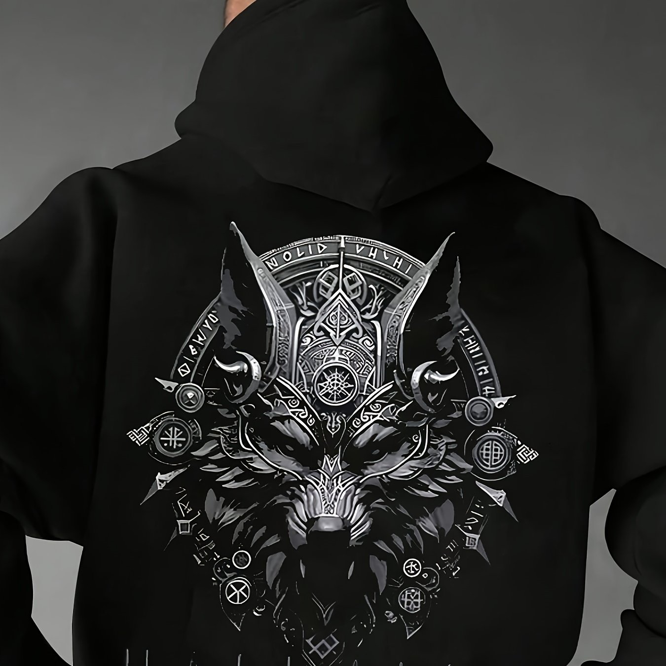 TEMU New 3d Long-sleeve Casual Hoodie Featuring A Dark Style With A Wolf Head 's A Fashionable And Casual Sweatshirt Perfect For Sports And Casual
