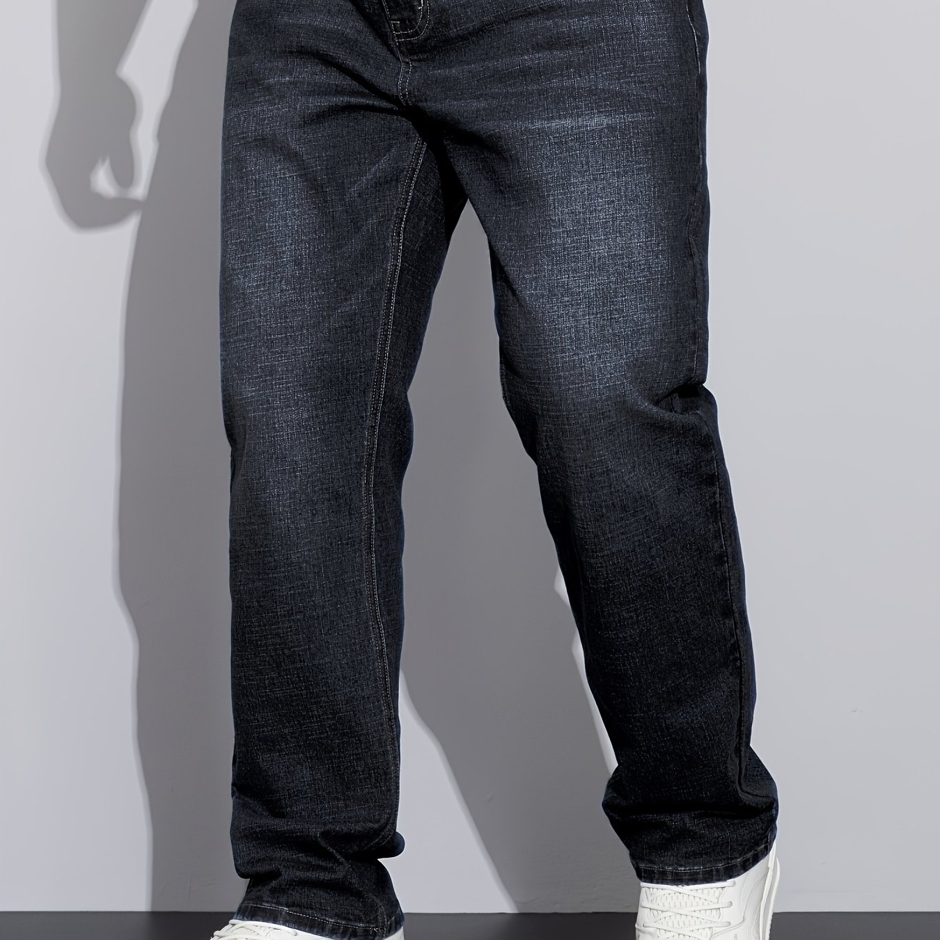 Men's Plus-size, , Thick Elastic Denim Long Pants Suitable For Work, , And Durability, Plus Size