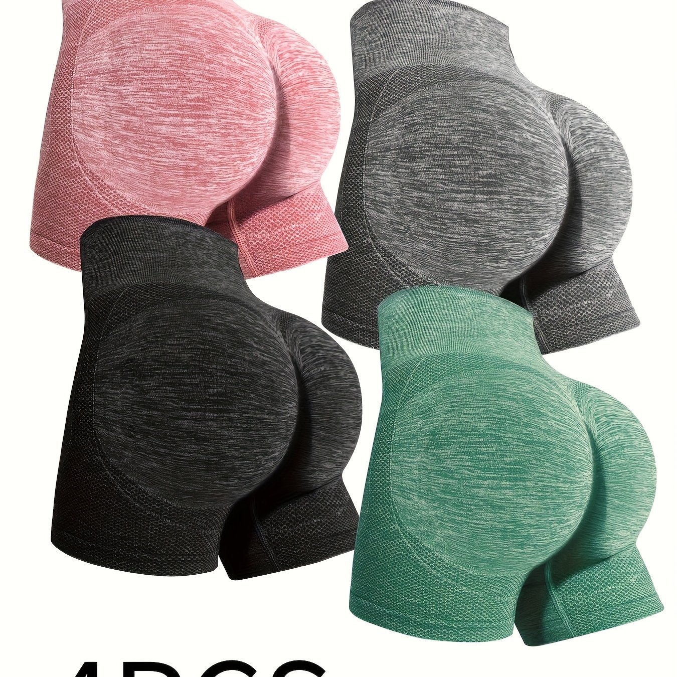 Image of 4pcss Women's Lifting Shaping Shorts, Yoga Pants 4pcs Set, Suitable For Fitness, Outdoor Activities