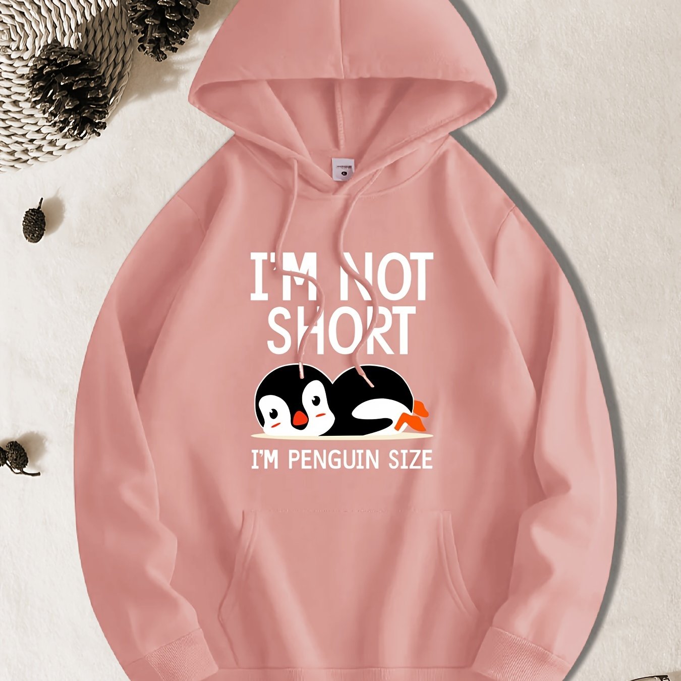 TEMU Short I'm Penguin Size Casual Hooded Sweatshirt