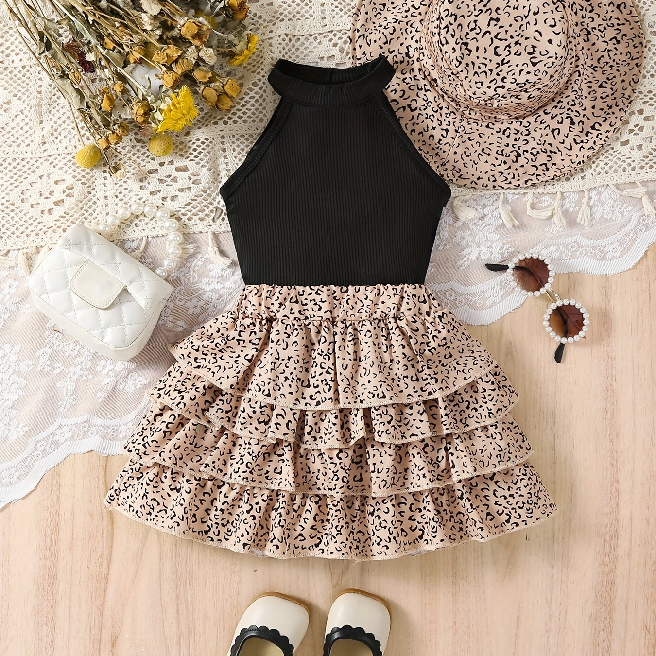 Fashion Ribbed Top And With Hat 3pcs Set