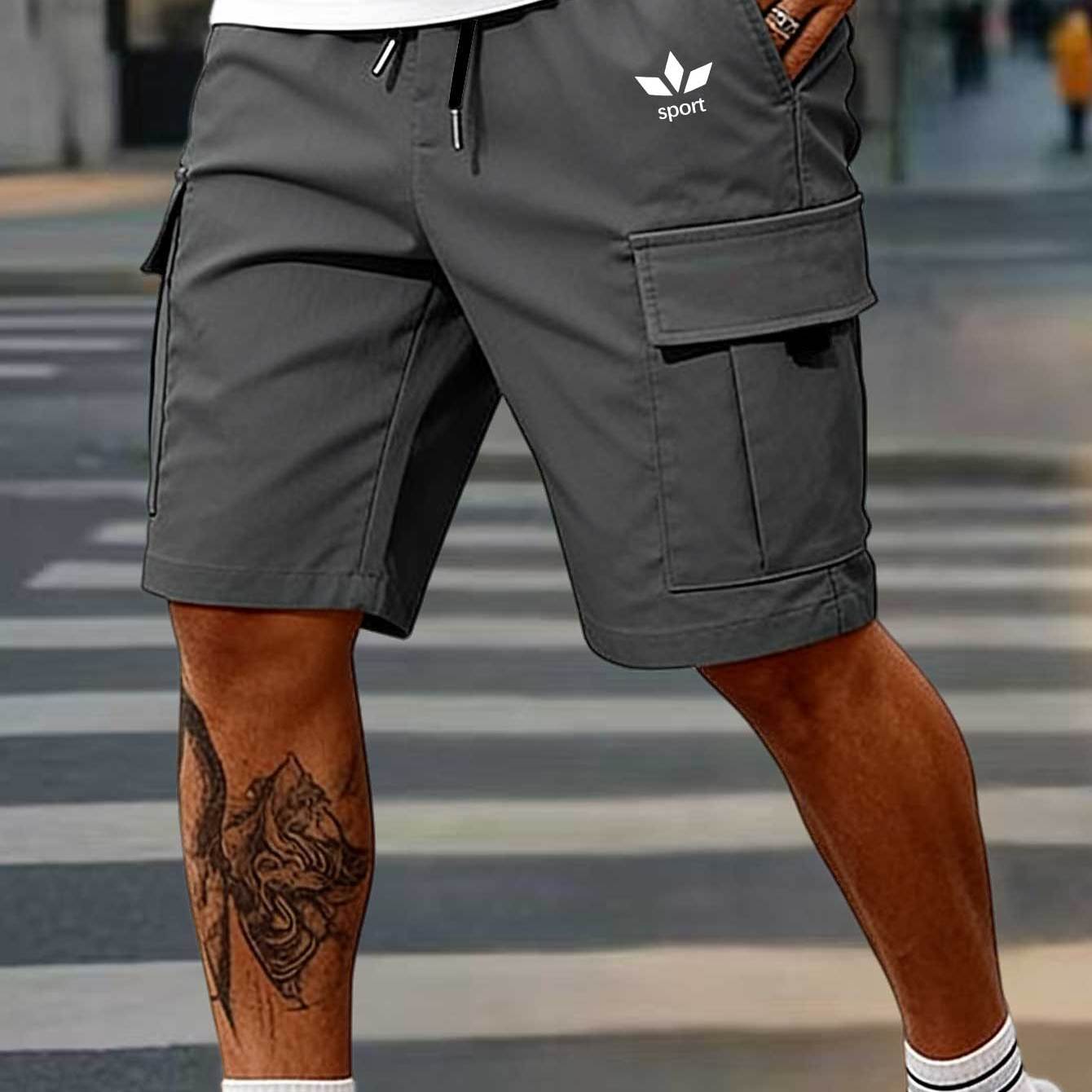 TEMU Pantaloncini da lavoro cargo estivi da SPORT con design stampato, vestibilit� regolare in tessuto resistente all'usura, pantaloncini da lavoro
