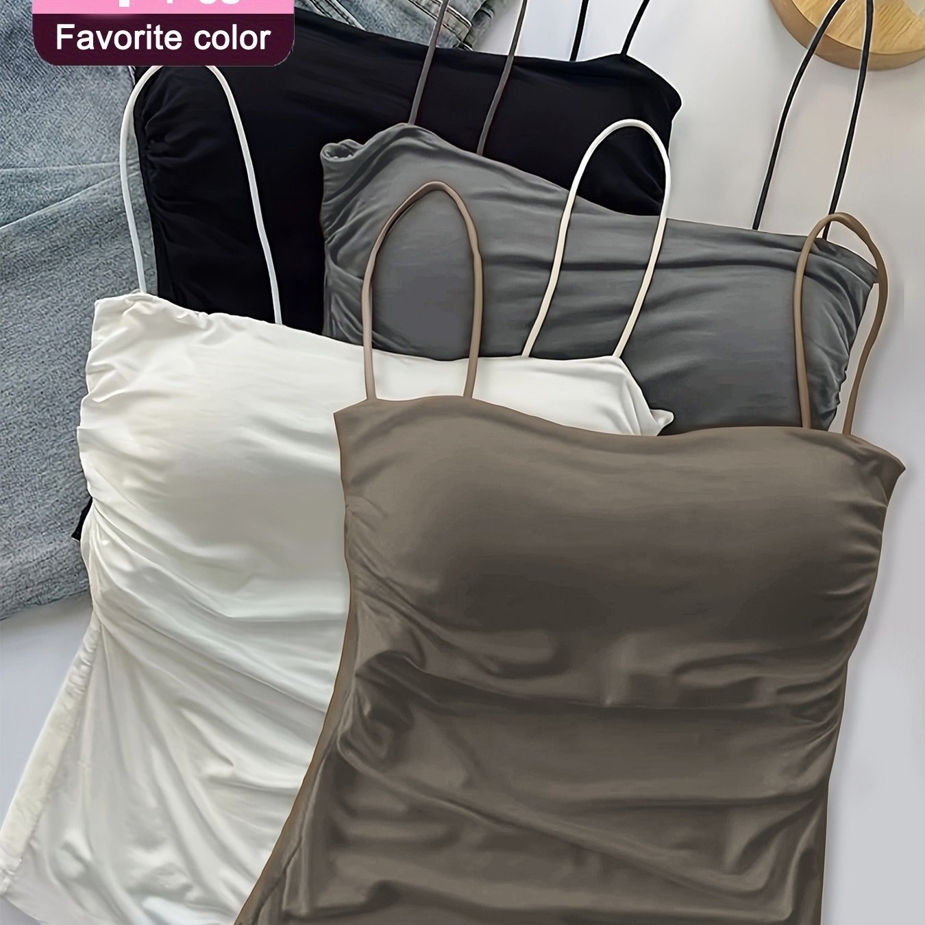 E-shop 4 Stück Damen Trägerlose Tanktops mit integrierten Pads, Knitterfreie Taille, Dehnbar Hautfreundlich, Einfach Vielseitig