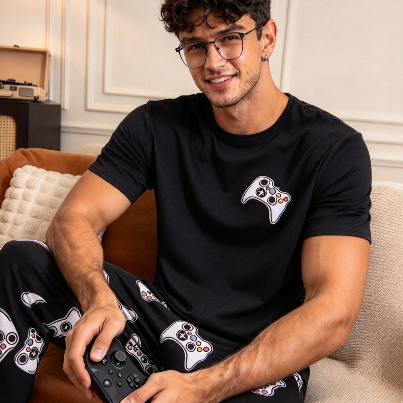 TEMU Fashionable And Comfortable, 1pc Casual Men's Family T-shirt - Men's Summer Print Thin Short Sleeve Round Neck T-shirt For Wear, Essential Men's
