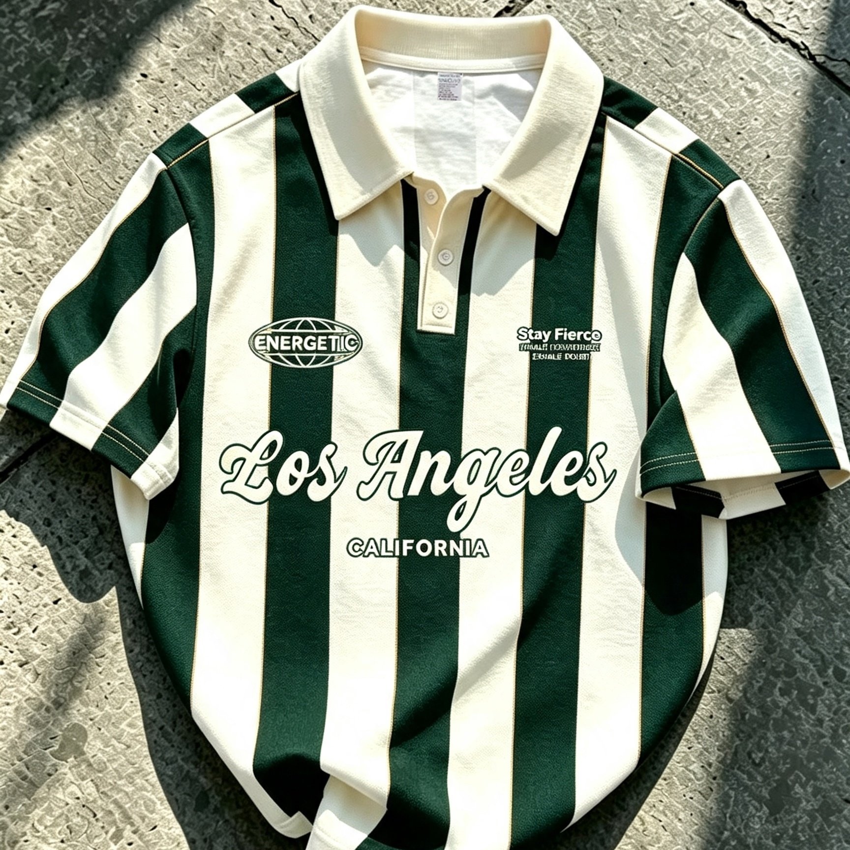 TEMU Polo Homme Rétro Rayures Verticales, T-Shirt Rétro Los Angeles, Manches Courtes, Haut Décontracté Pré-College, Streetwear, Polo Manches Courtes