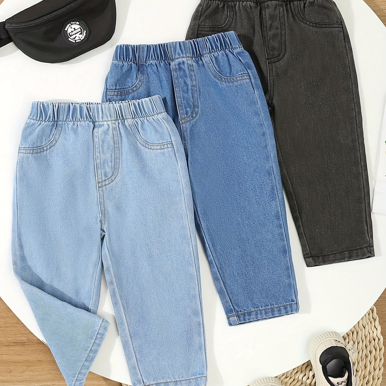 Image of Three-piece Set Of Baby And Toddler Outdoor Casual Fashion Versatile Slim-fit Jeans, Easy Style, Spring And Autumn Clothing