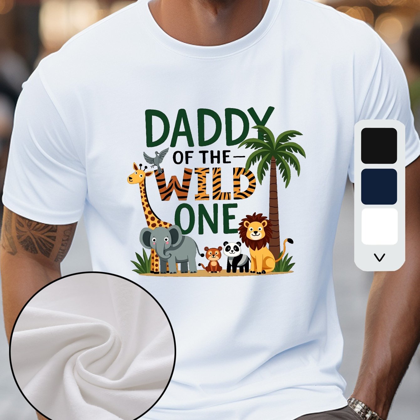 Daddy Of 1 Cotton Men's T-shirt, Summer Men's T-shirt, Men's Sports T-shirt, Micro-stretch Knitted Fabric, Printed T-shirt, Regular Fit, Micro-stretch Clothing, Pattern T-shirt, , Summer T-shirt