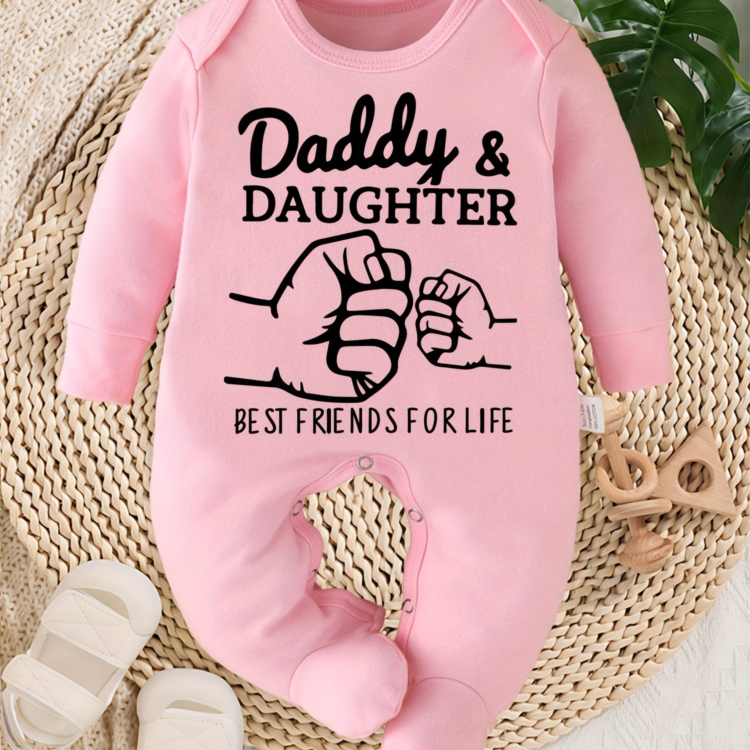 Image of For Life Letter Print Newborn Footed Romper, Four-season Baby Footed Bodysuit, Pregnancy Gift, Perfect For Outdoor