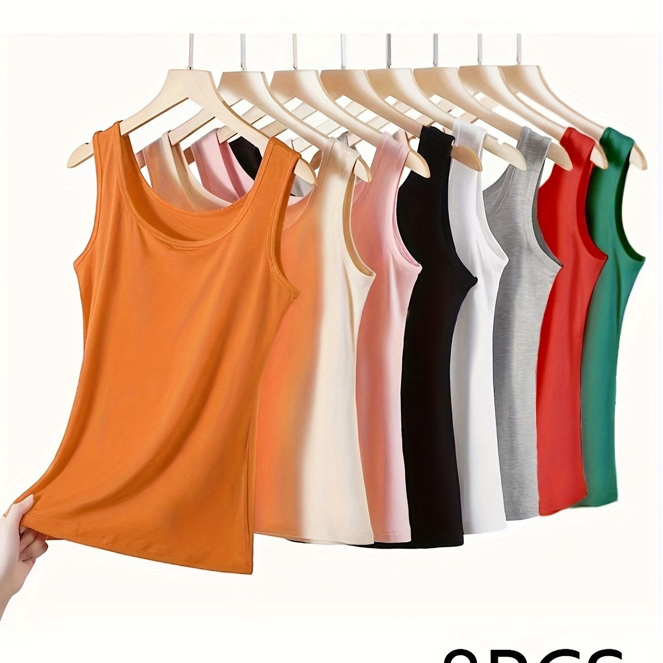 TEMU Plus Size - New Women's Top 8pcs Plate Size, From A Solid Color Fabric Easy, Versatile, Comfortable, And Breathable, Ideal For Casual And As A Base Layer For