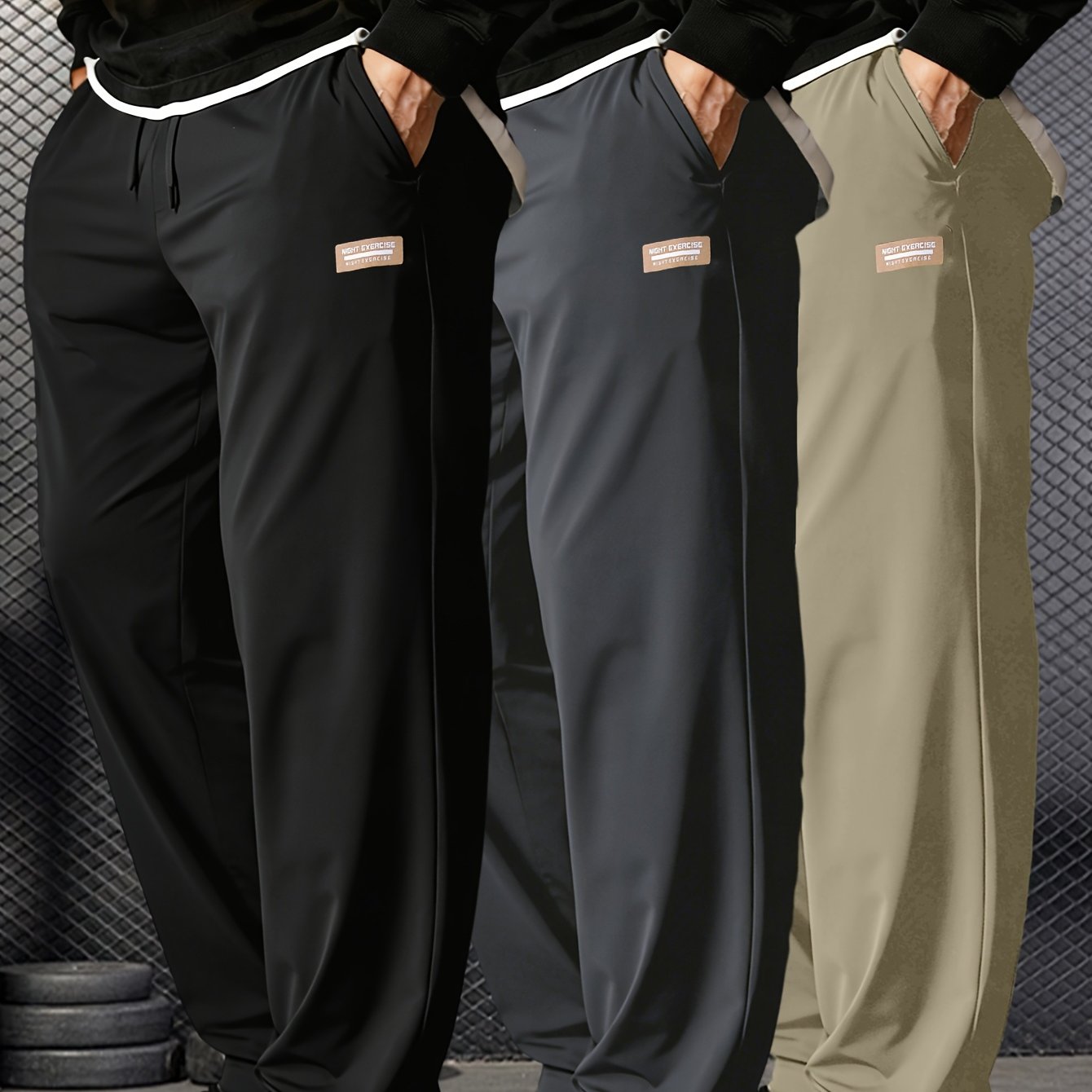 TEMU 3pcs Men's Four-season Straight-leg Athletic Pants - Lightweight Breathable Tapered Base Suitable For Commuting, Hiking, Jogging, Work & Outdoor