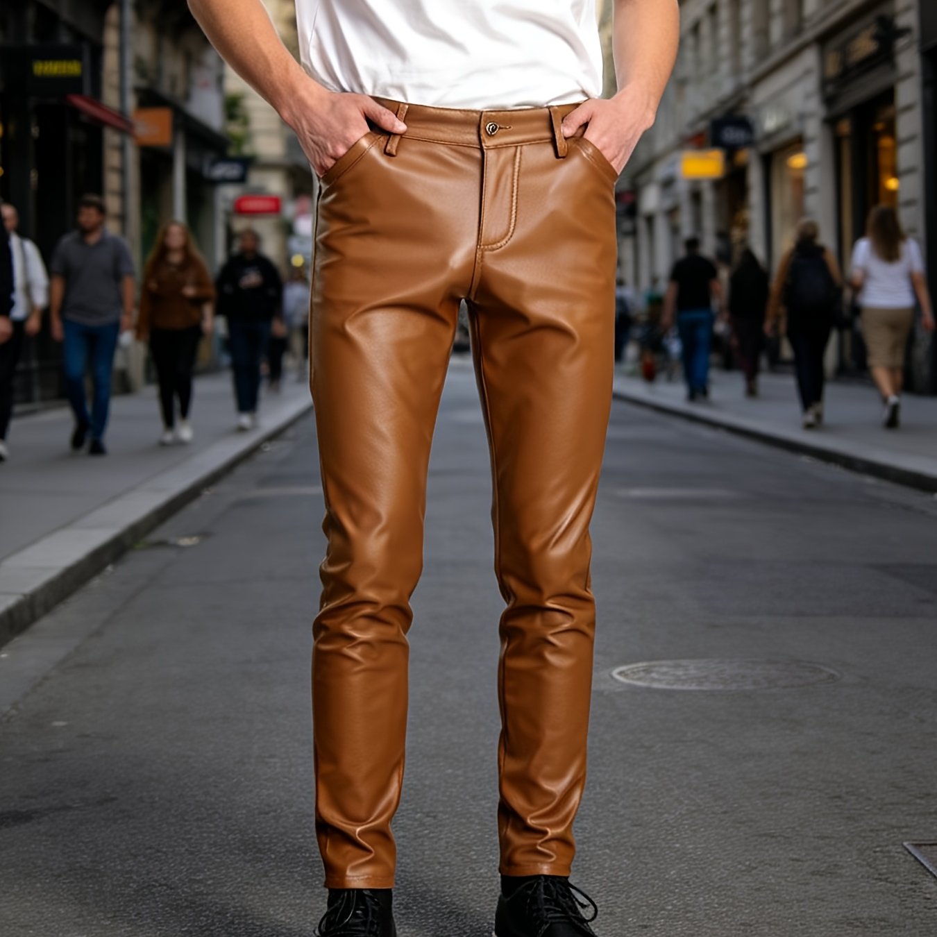 Image of Mens Slim Fit Long Pants Business Streetwear