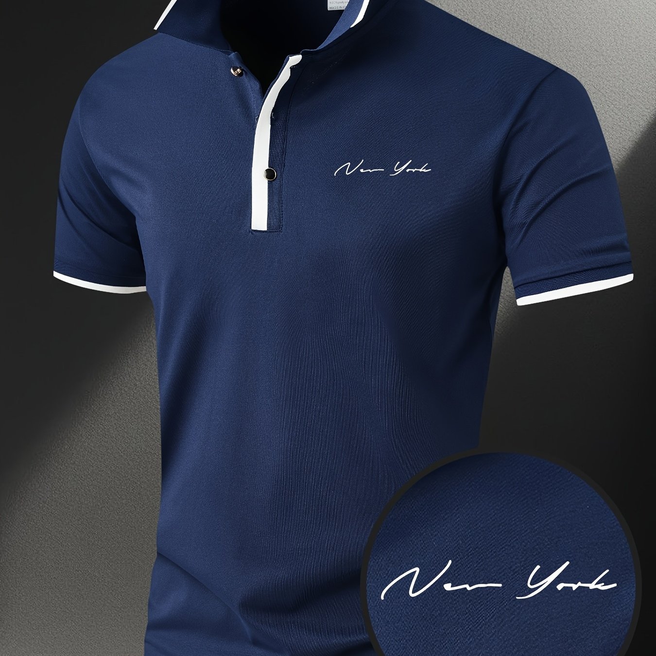 Image of Summer Brand Light Luxury "art" Printed Shirt Flip Collar Men's Short Sleeve Fashion High End T-shirt Top, Business Slimming And Slimming Style, Micro Elastic Knitted Fabric Comfortable And Breathable