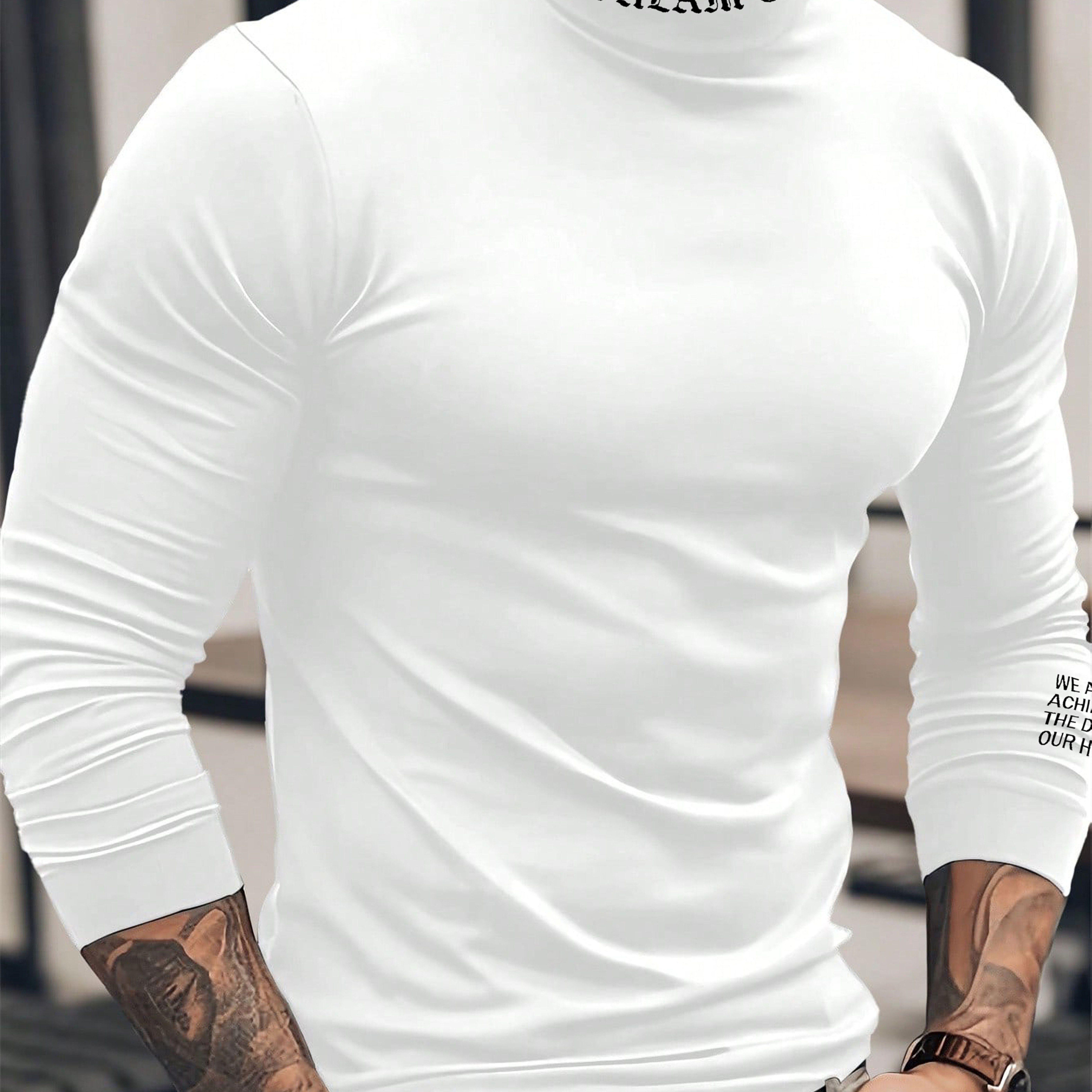 Men's Autumn/winter "" Letter Print Collar, Suitable For Casual , Holidays, Daily Wear, And As A Base Layer For Autumn/winter. 100% Polyester, Machine Washable, Not Dry . Xds-t1043