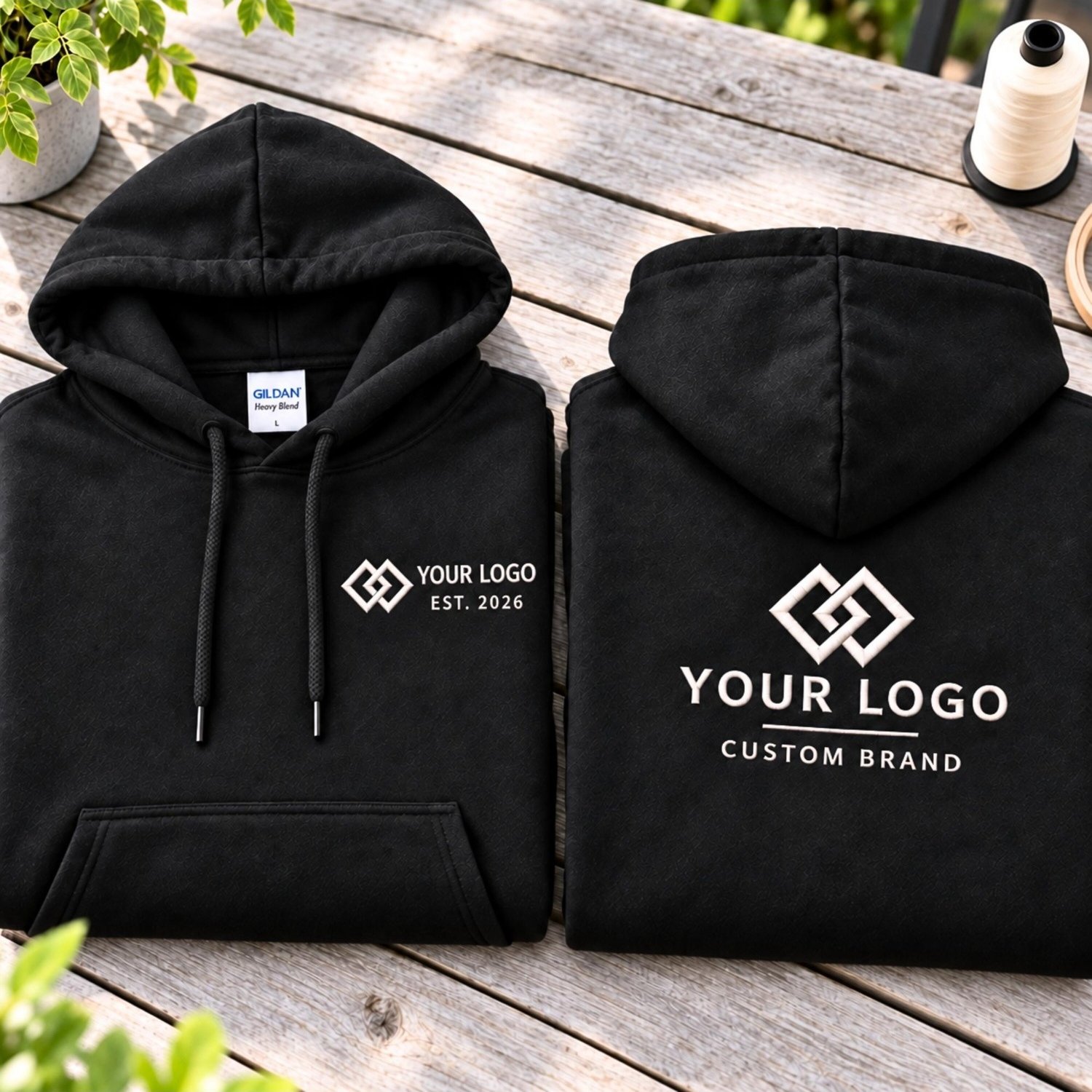 TEMU Customized Front And Back Printed Hoodie With Your Business Logo, Personalized Team Logo Hoodie, Custom Hoodie, Brand Print Hoodie, Unique