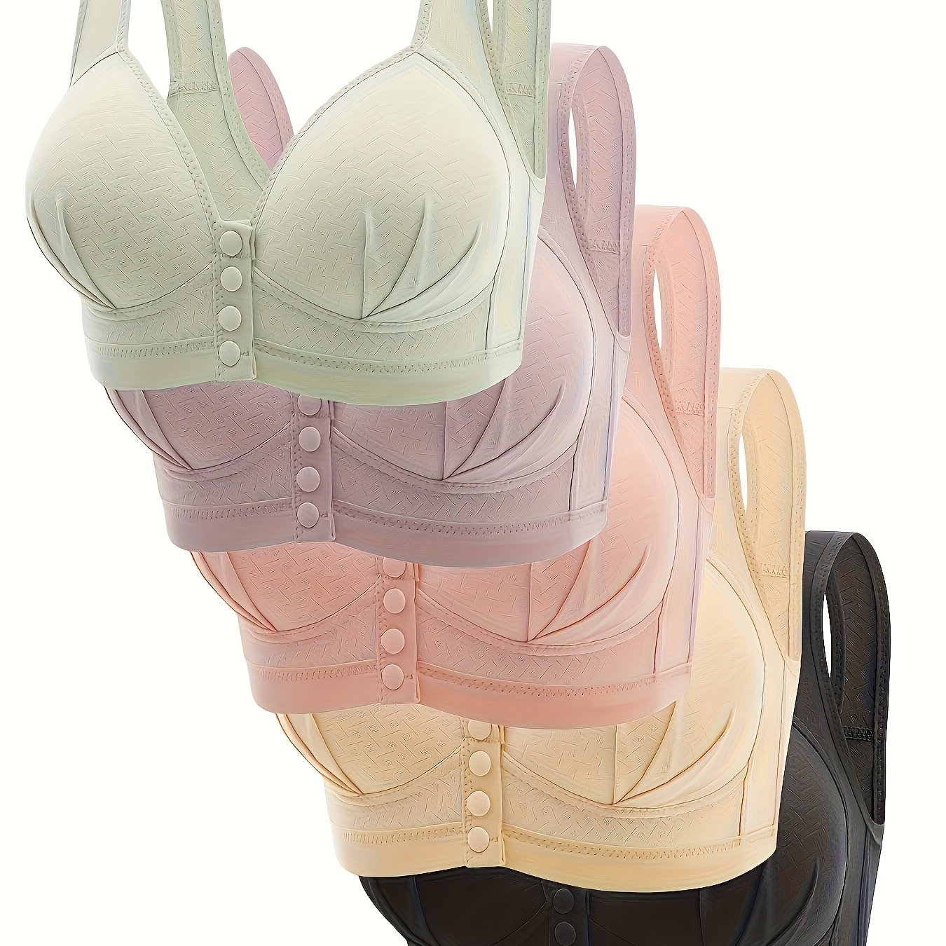 TEMU 5pcs Front Opening Wireless Tank Bra, Elegant And Comfortable Push Up Bra, Women's Underwear And Lingerie