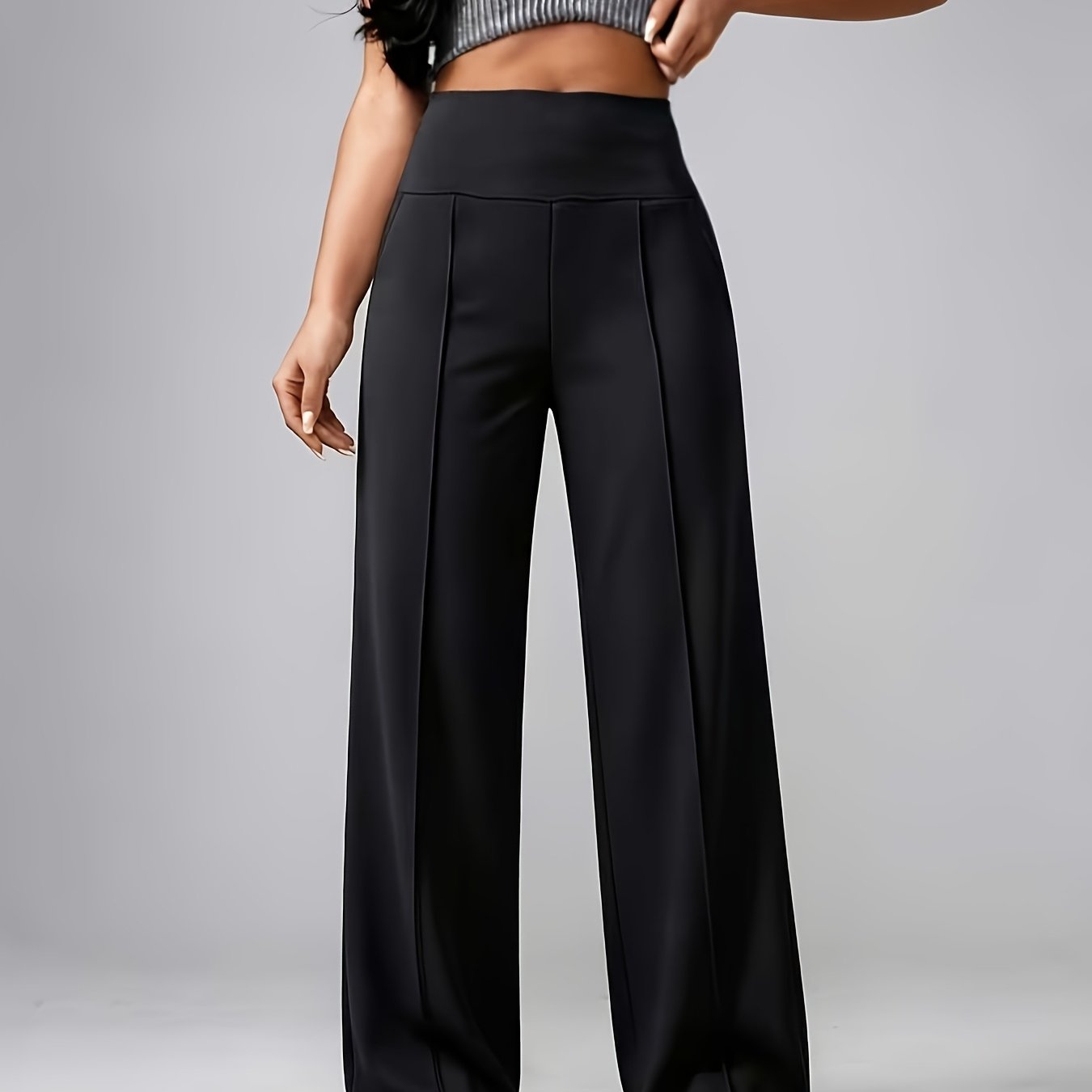 Women's Western Straight Wide-leg Pants, Casual Quick-dry With Pockets Pants, Stretch High-waist Leggings