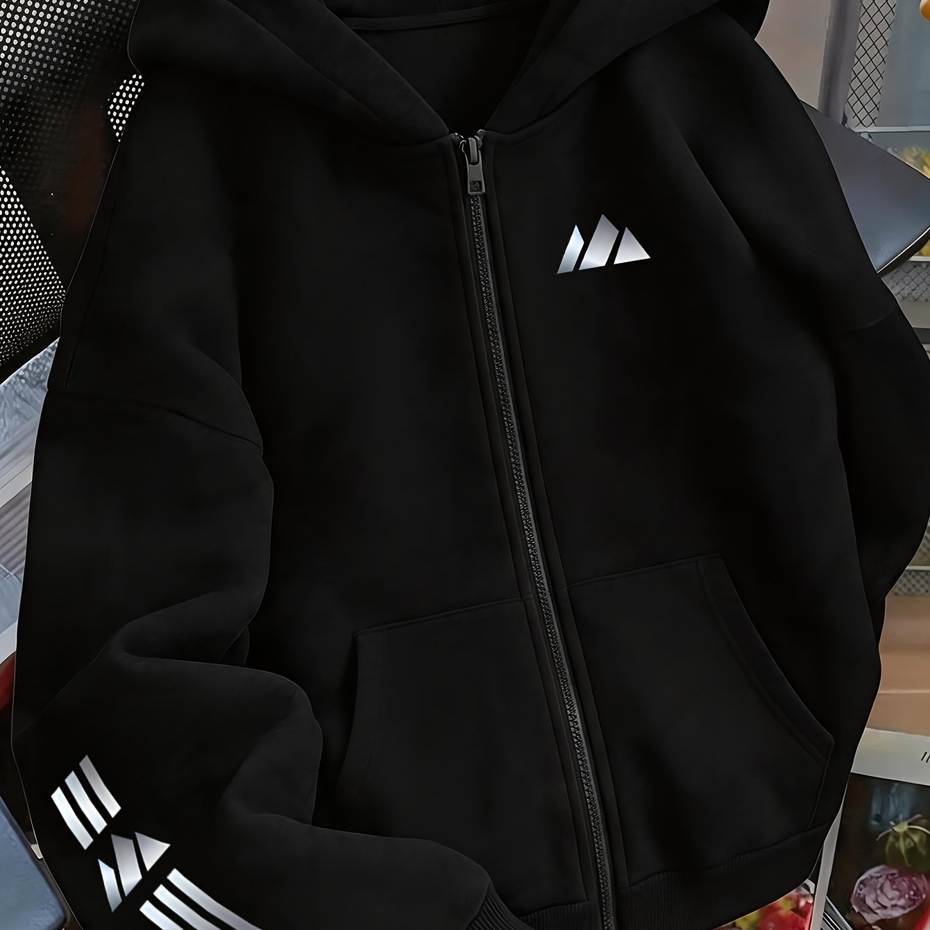 TEMU Art Pattern Print - Y2k Zip-up Hoodie - Fashionable And Comfortable Jacket, Casual Sportswear, Casual Sportswear Fashion Casual Jacket |