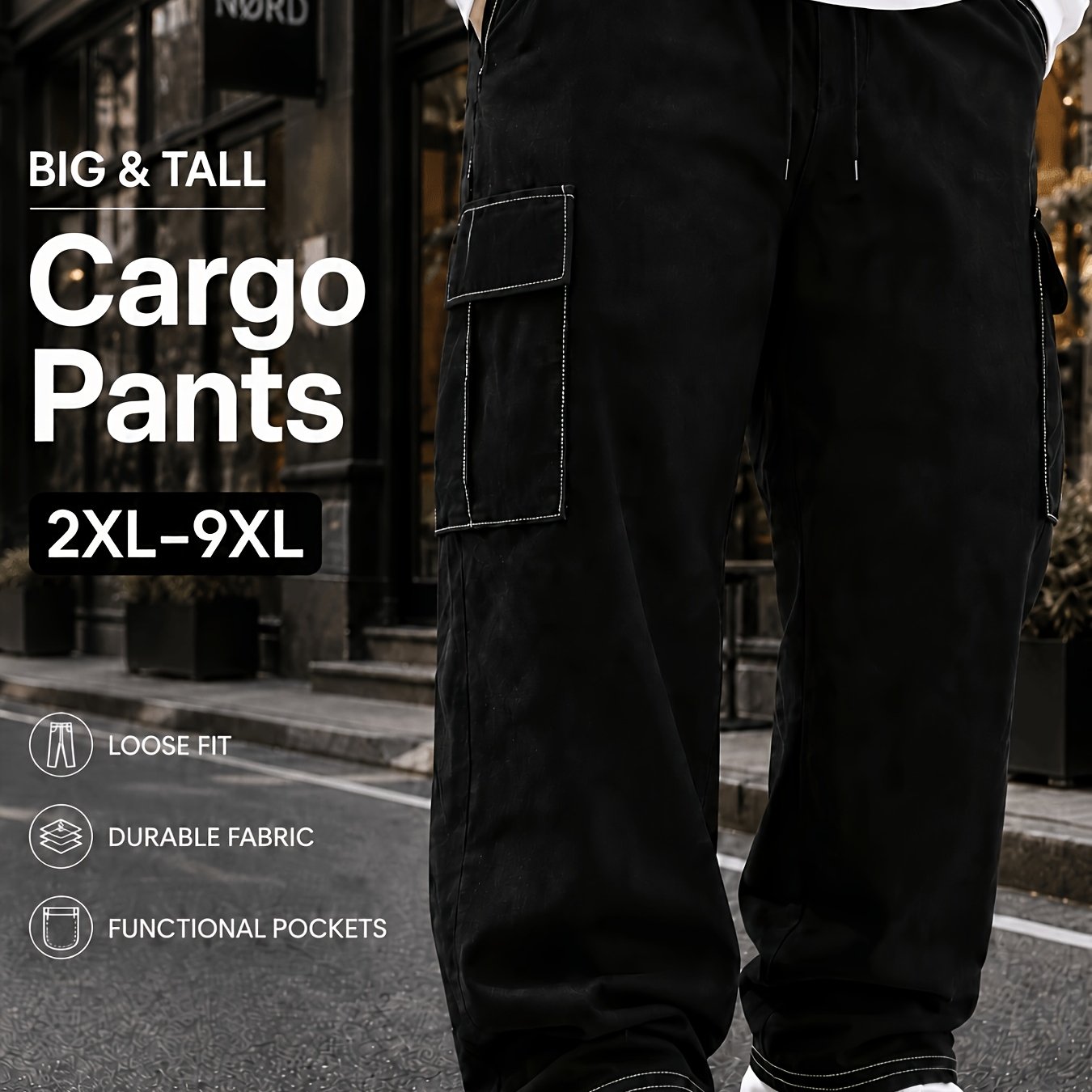 TEMU Plus-size Men's Casual Sporty Cargo Pants, Stylish And Versatile Cargo Pants, Comfortable For Daily Wear, Plus Size