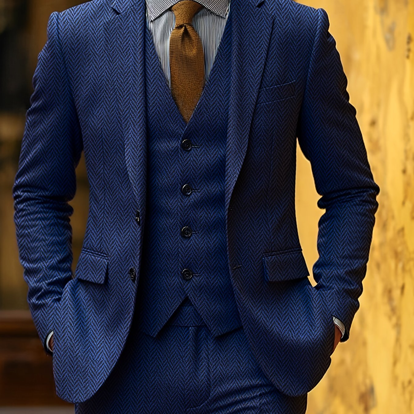 TEMU High-quality Three-piece Suit For Men: Sophisticated Formal Wear - For Weddings, Professional Events & Celebrations