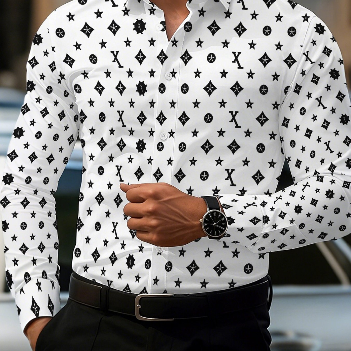 TEMU Men's Casual Long Sleeve Shirt, Comfortable And Breathable, Everyday Versatile Style